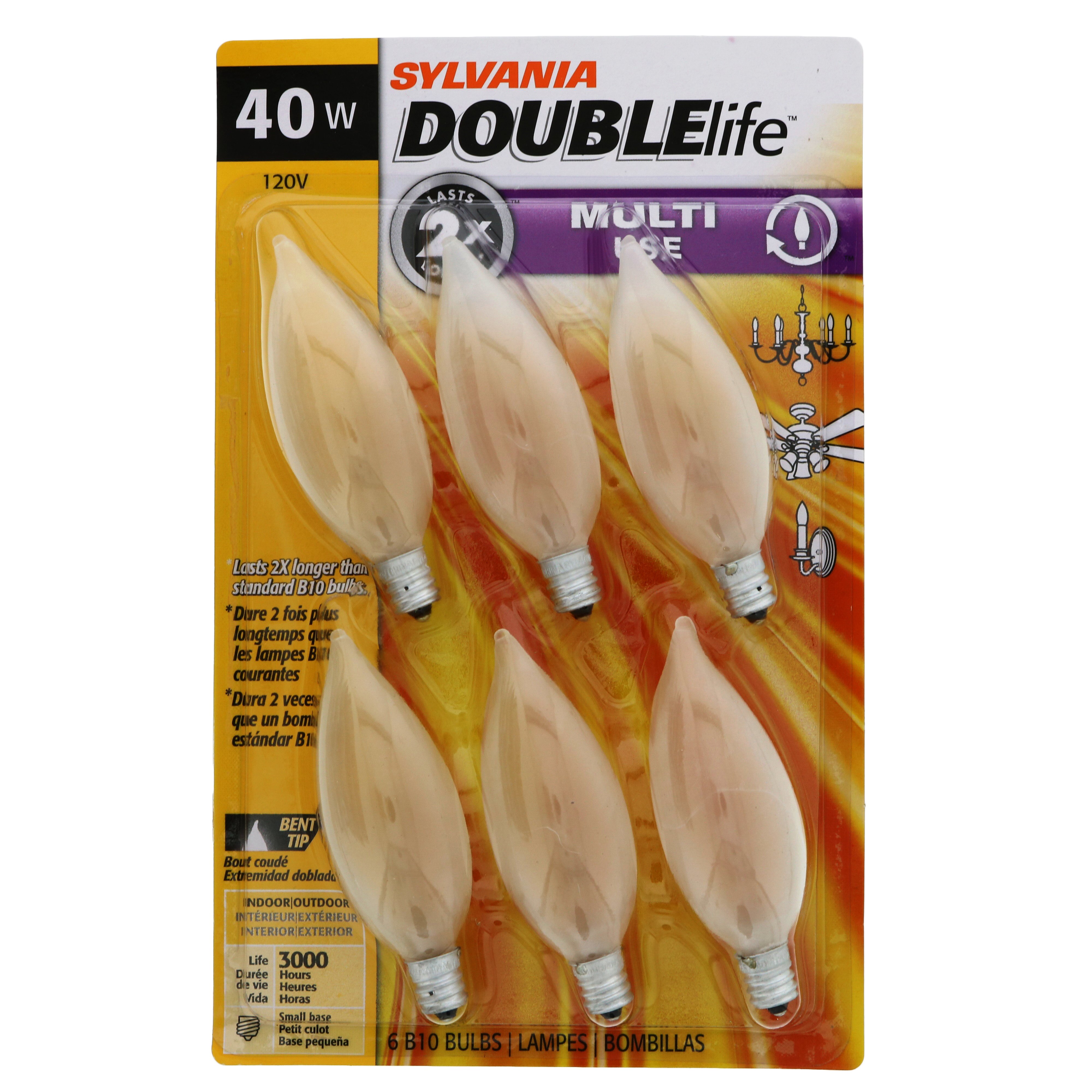 Sylvania 40Watt Light Bulb, B10, E12 Candelabra Base, Frosted Shop