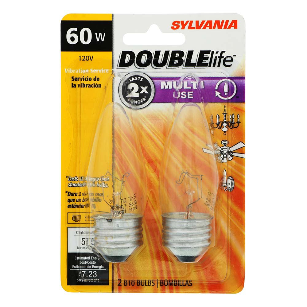 Sylvania double life b10 60 watt multi use light bulbs shop light