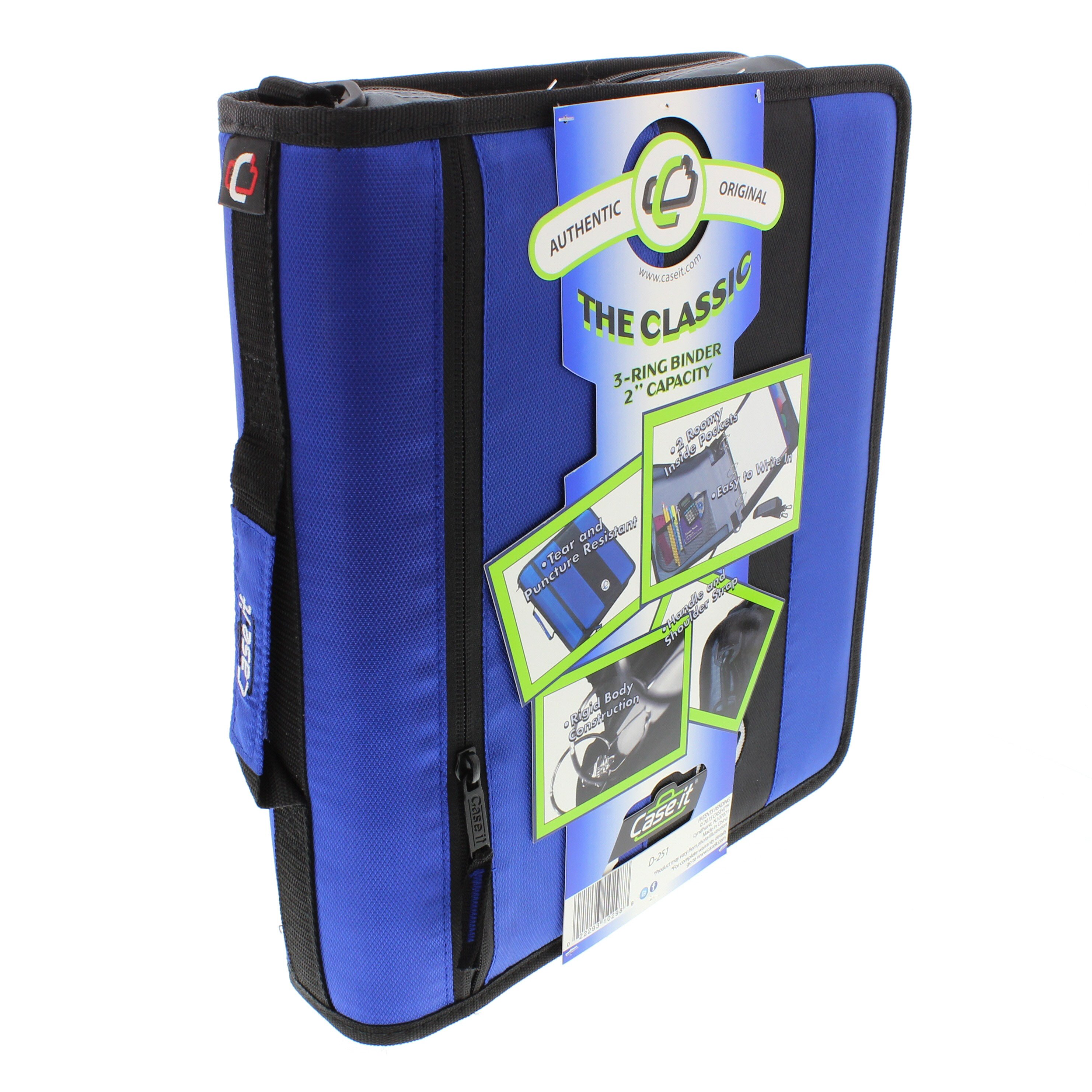 CaseIt The Classic 2" Zipper Binder with Strap, Blue Shop Binders at