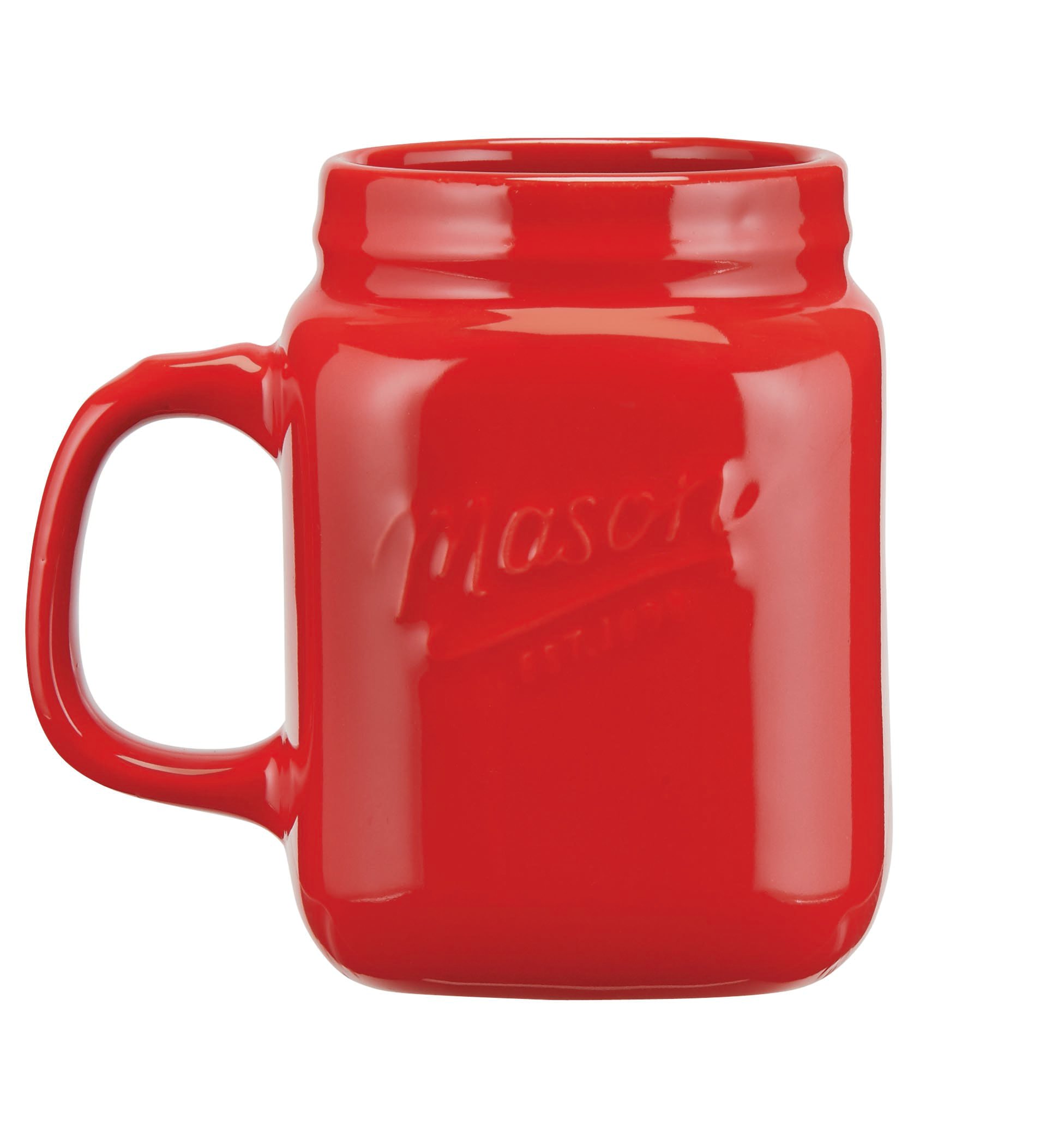 Set of 2 Original Ball Mason Red Neck Style Beer Mugs with Metal Handle  and Lid, Wide Mouth, 32 oz