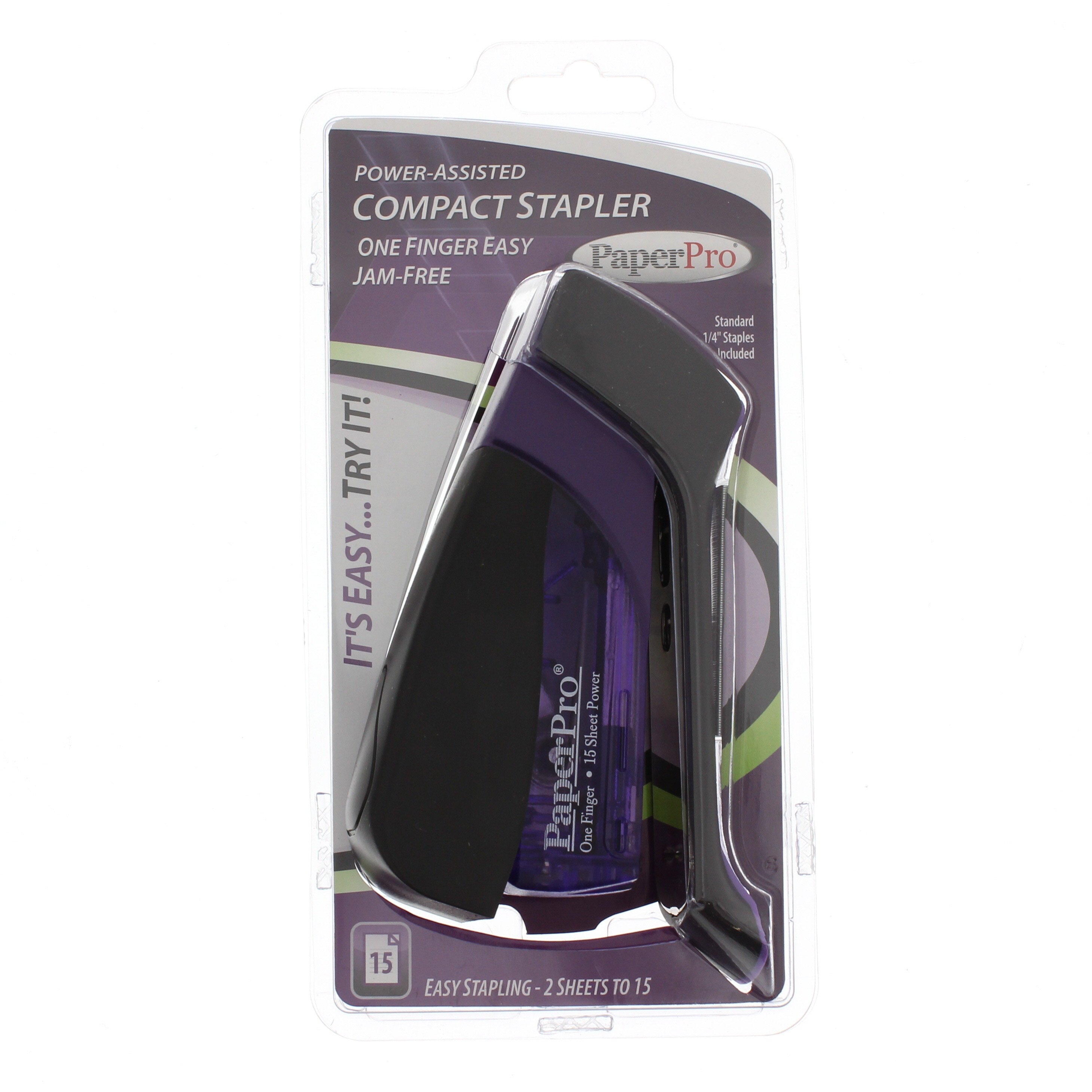 PaperPro Standout Stapler 15-Sheet Capacity Purple