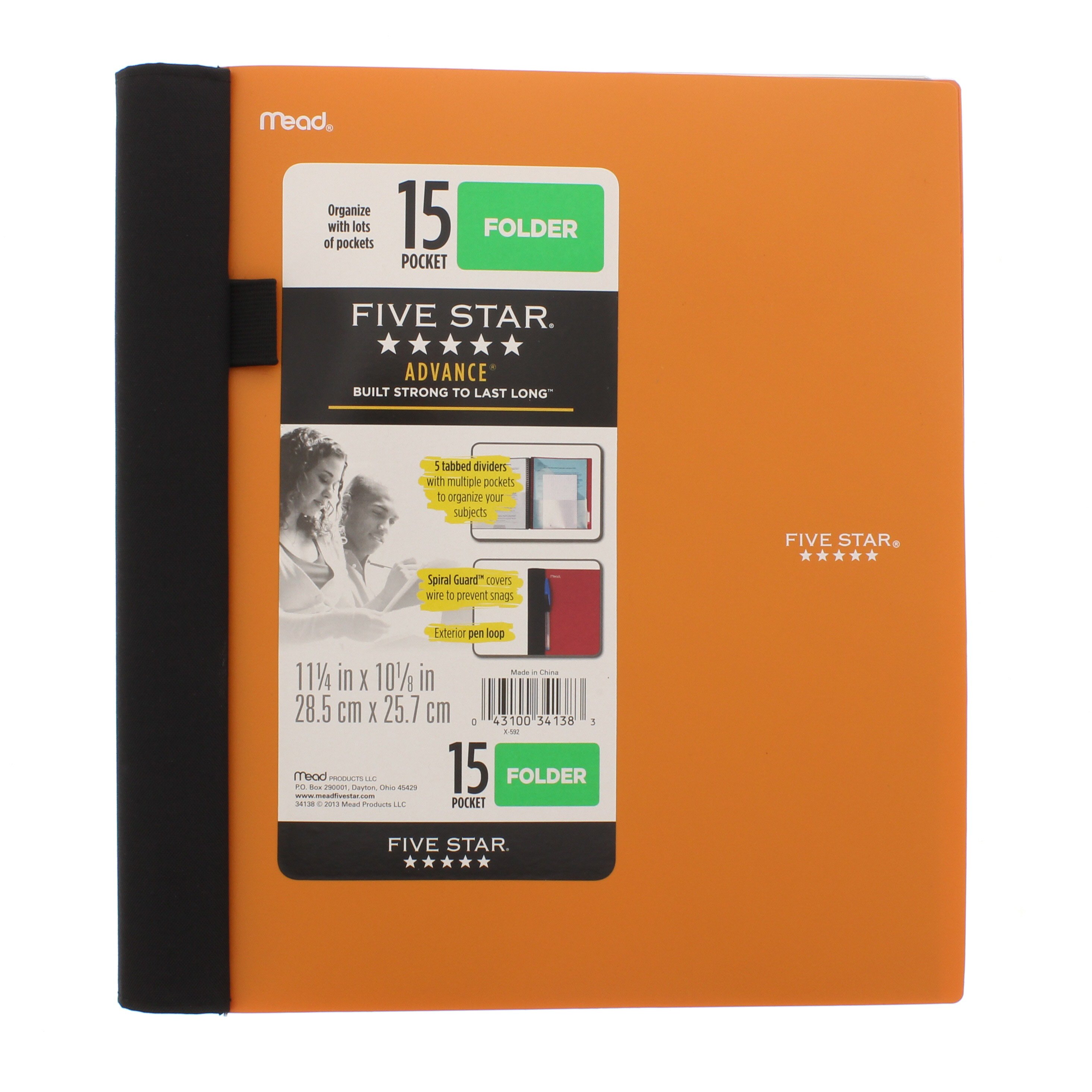 Mead Five Star Advance 15Pocket Folder, Orange Shop Folders at HEB