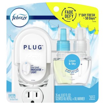 Febreze Plug Linen & Sky Scented Oil Refill and Oil Warmer Starter Kit