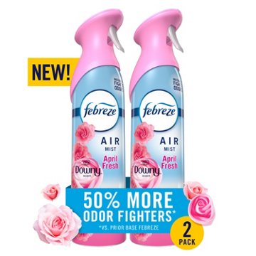 Febreze Air Mist Freshener Odor Fighting Room Spray Value Pack - Downy April Fresh Scent, 2 ct