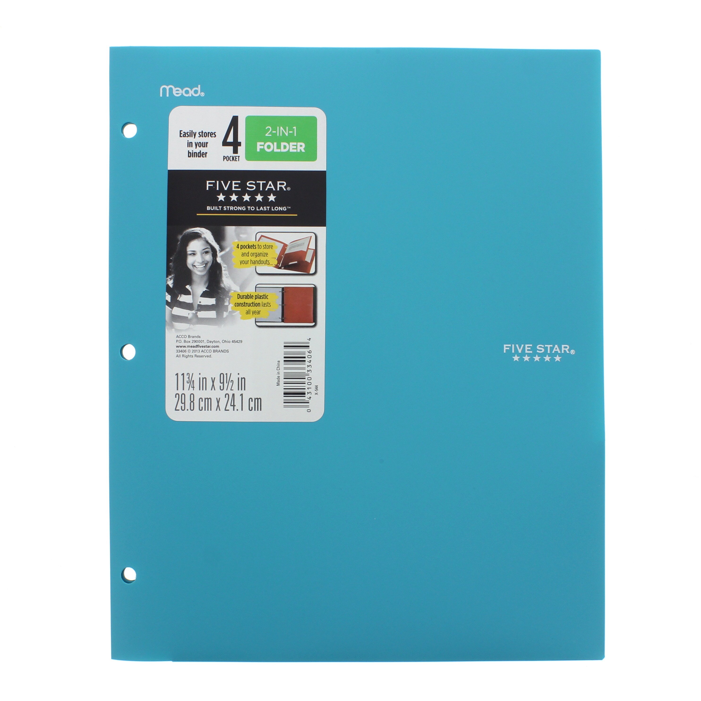 Mead Five Star 4 Pocket Folder, Teal Shop Folders at HEB