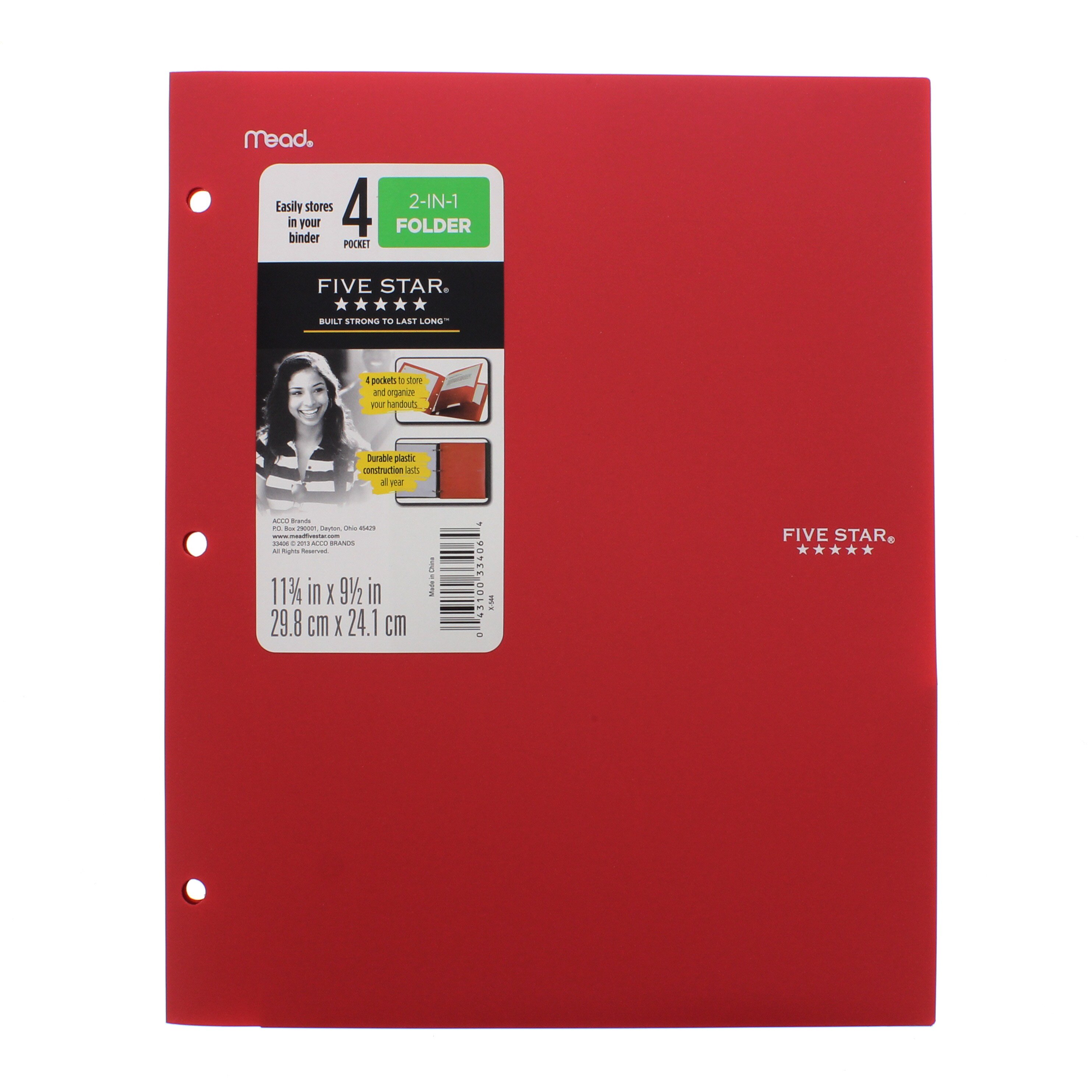 Mead Five Star 4 Pocket Folder, Red Shop Folders at HEB