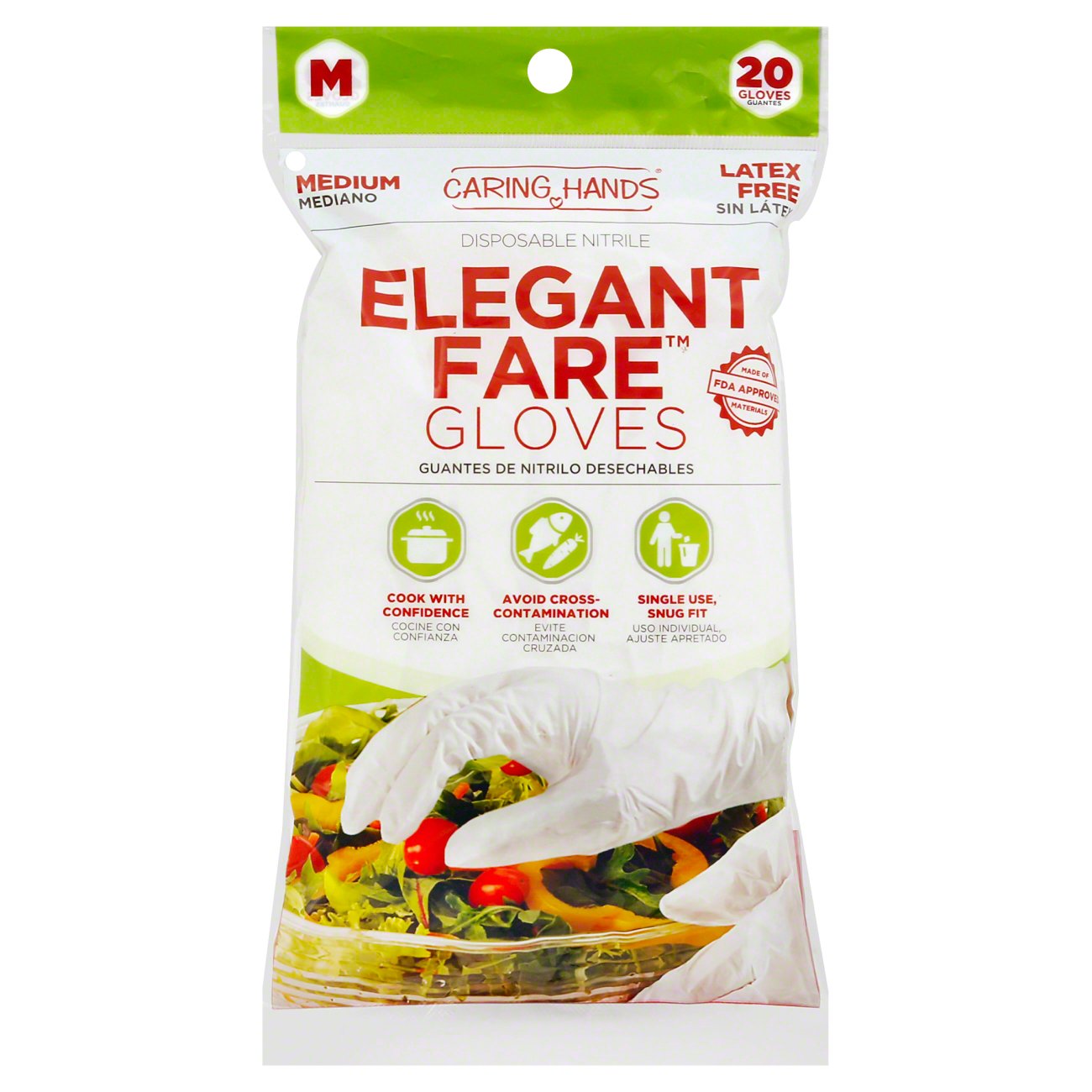 Big Time Products Caring Hands Elegant Fare Disposable Gloves, Large