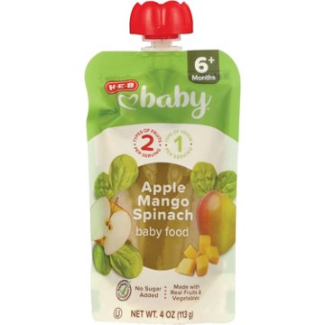 H-E-B Baby Food Pouch - Apple Mango & Spinach, 4 oz