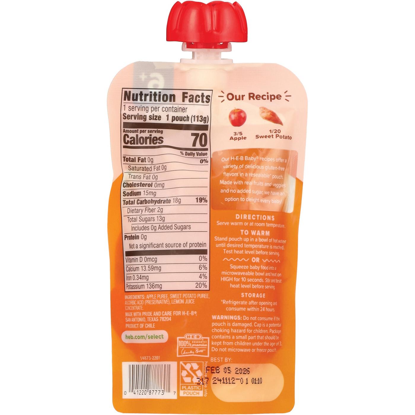 H-E-B Baby Food Pouch - Apple & Sweet Potato; image 2 of 2