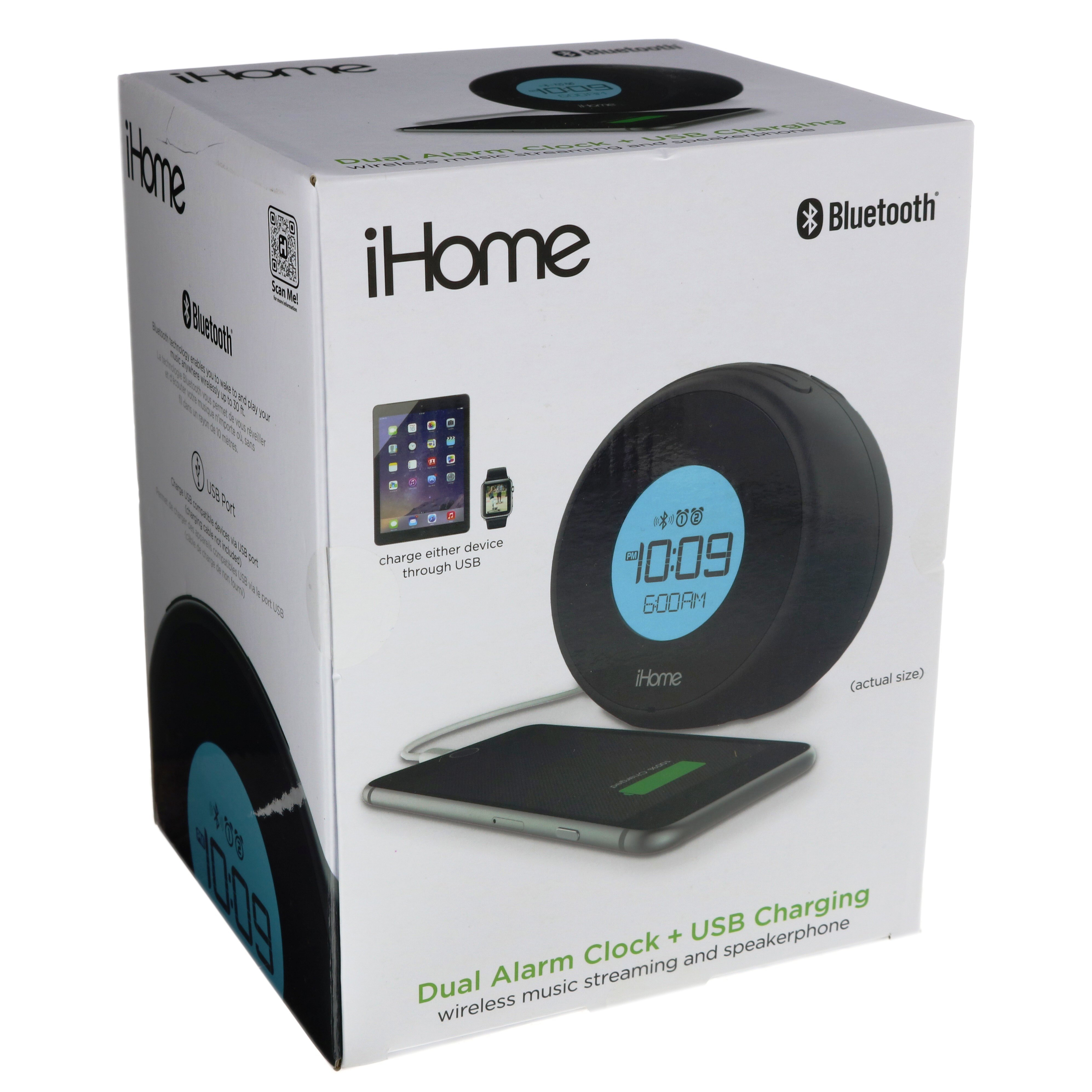 iHome iBT18 Bluetooth Dual Alarm Clock + USB Charging Shop at HEB