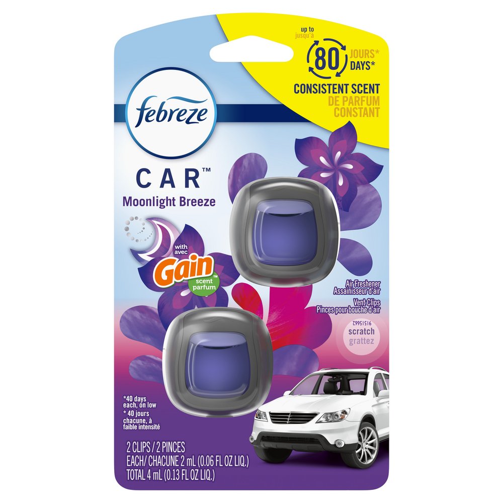 Febreze Car Gain Moonlight Breeze Scent Air Freshener Vent Clip, 2 ct -  Foods Co.