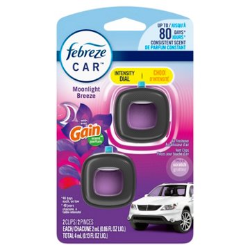 Febreze Car Vent Clip Air Fresheners - Gain Moonlight Breeze, 2 pk