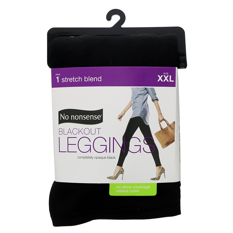 No Nonsense Womens Stretch Blend Full Length Blackout Leggings Black Size Small 