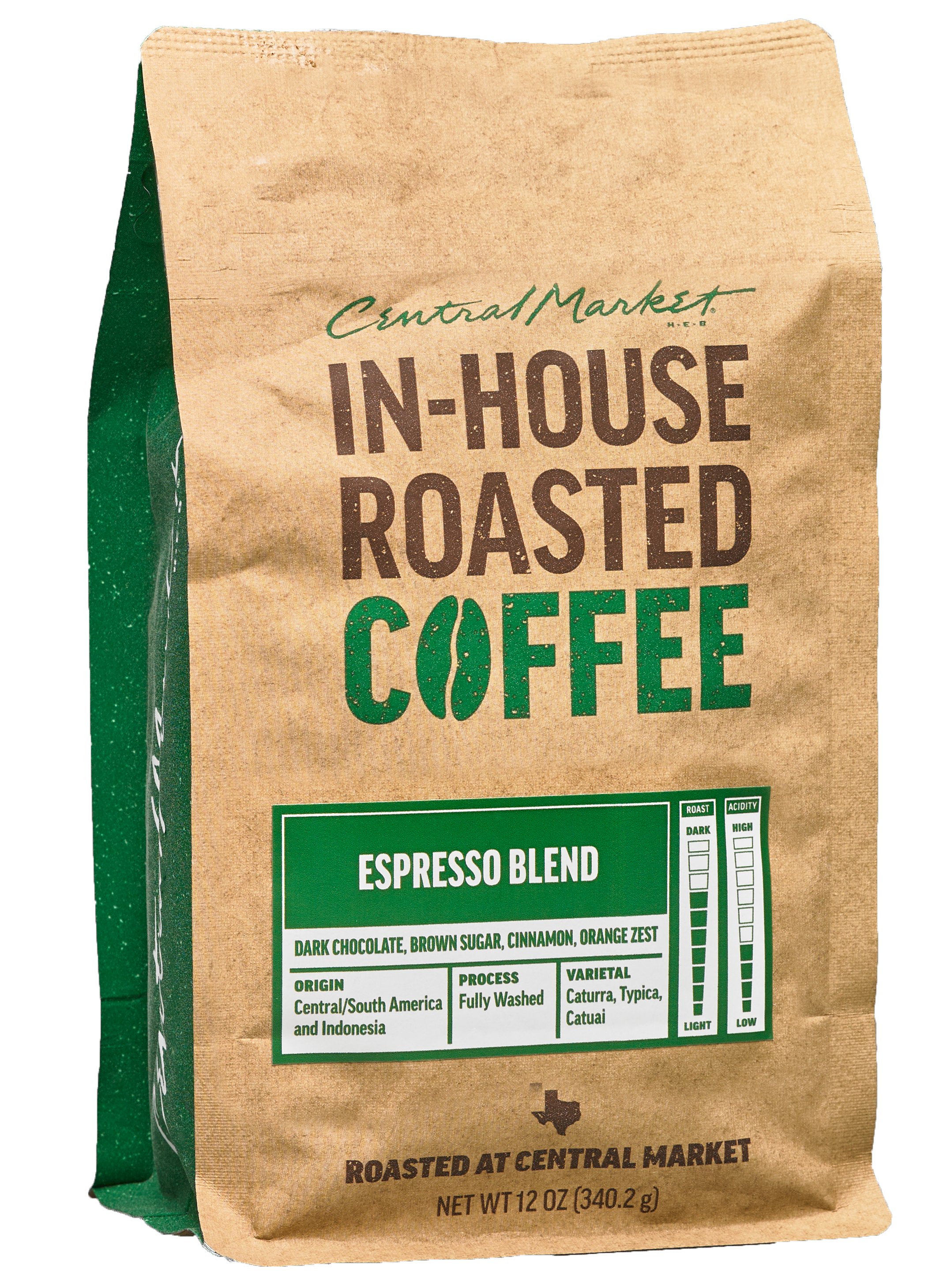 Central Market In-House Roasted Espresso Blend Coffee, 12 oz | Central ...