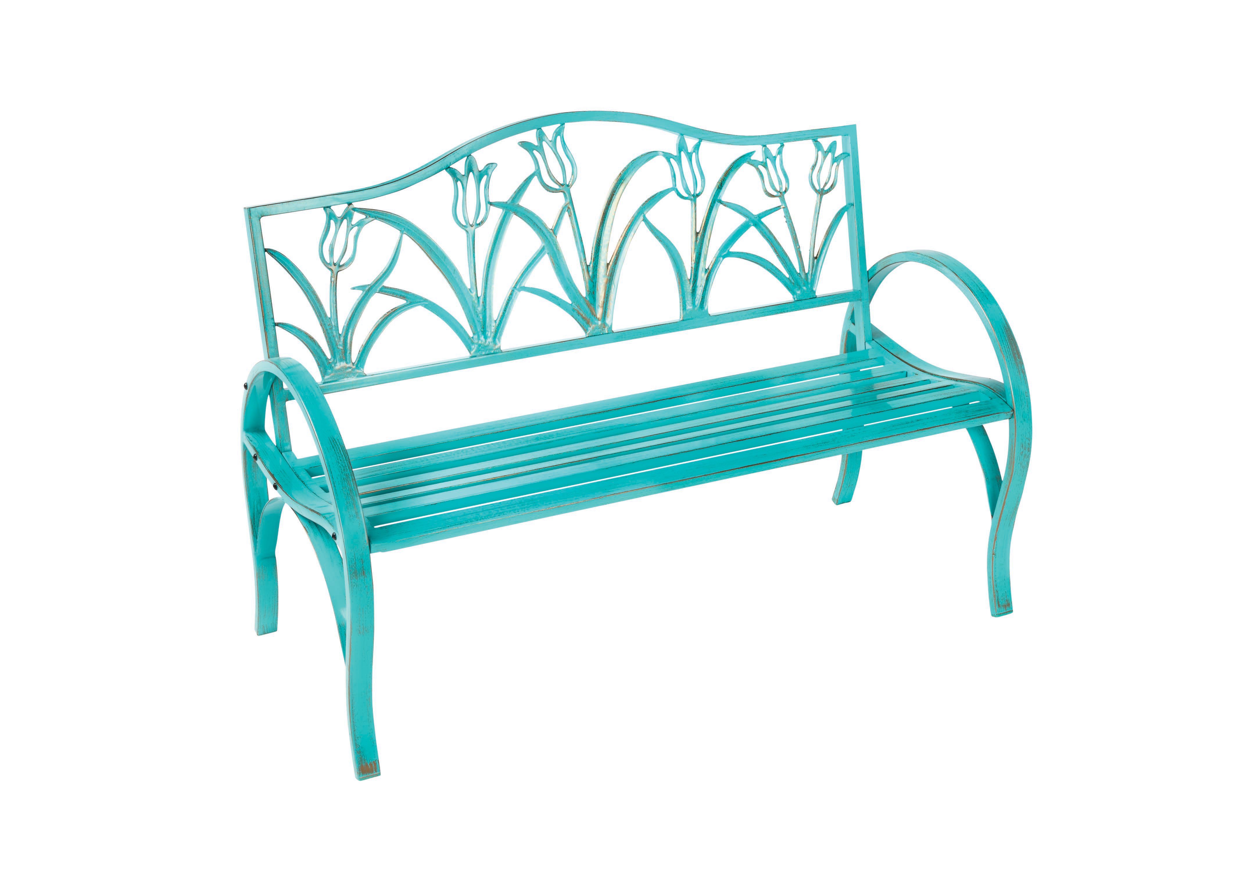 Teal outdoor bench