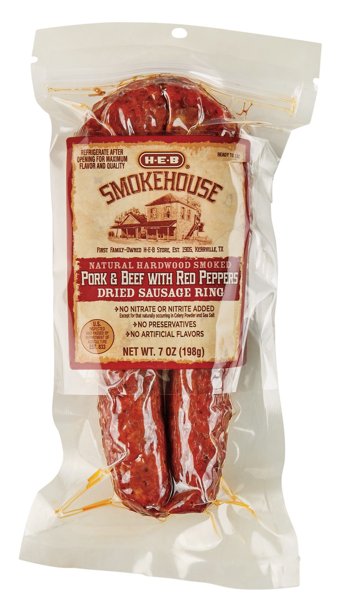 HEB Smokehouse Red Pepper Pork & Beef Dried Sausage Ring Shop Sausage at HEB