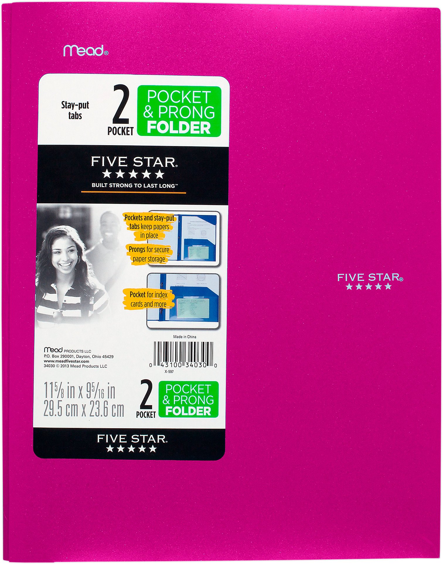 Mead Five Star StayPut Folder with Prongs, Berry Shop Folders at HEB