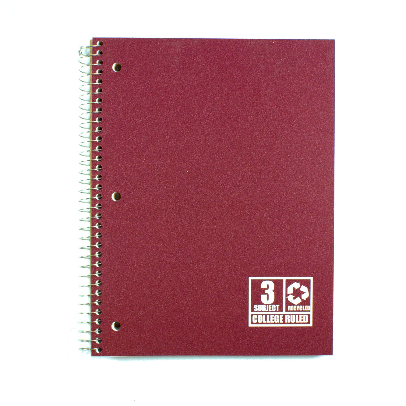 Norcom Recycled 3 Subject College Ruled Spiral Notebook, Red - Shop ...