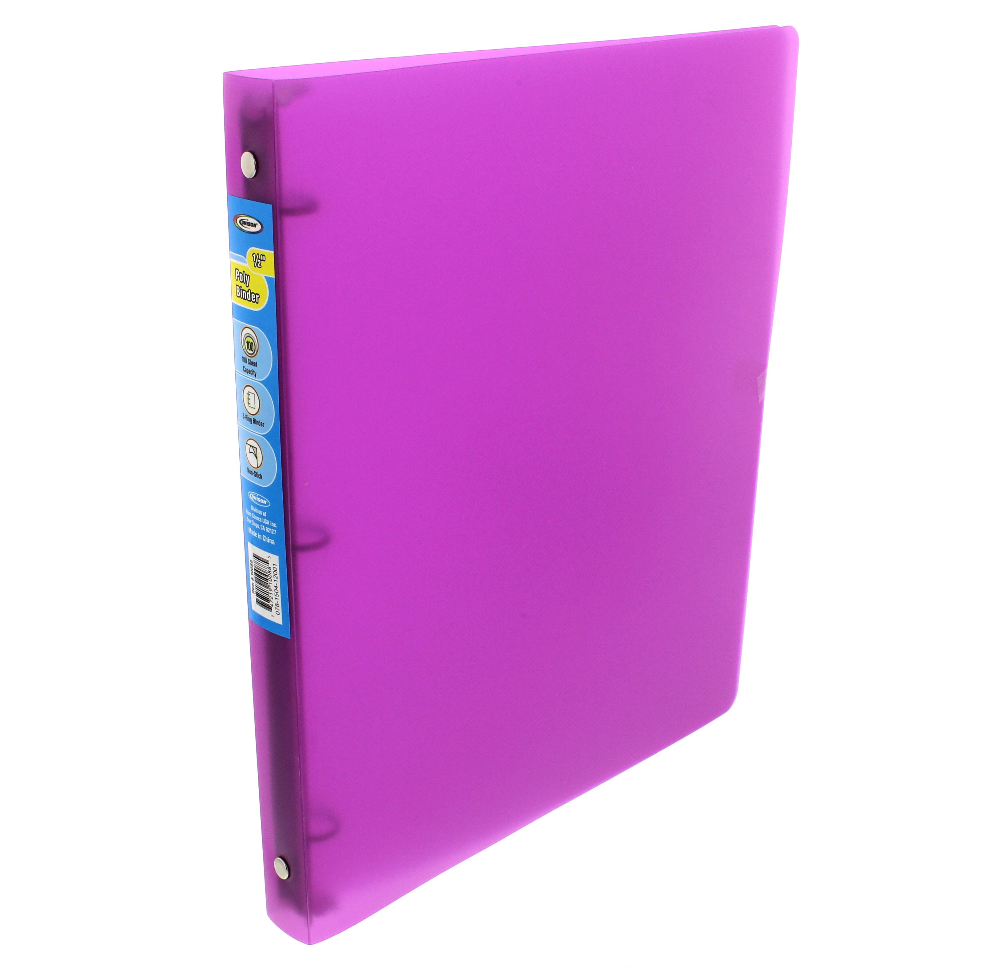 Unison 3 Ring Poly Binder Without Pockets, Purple Shop School