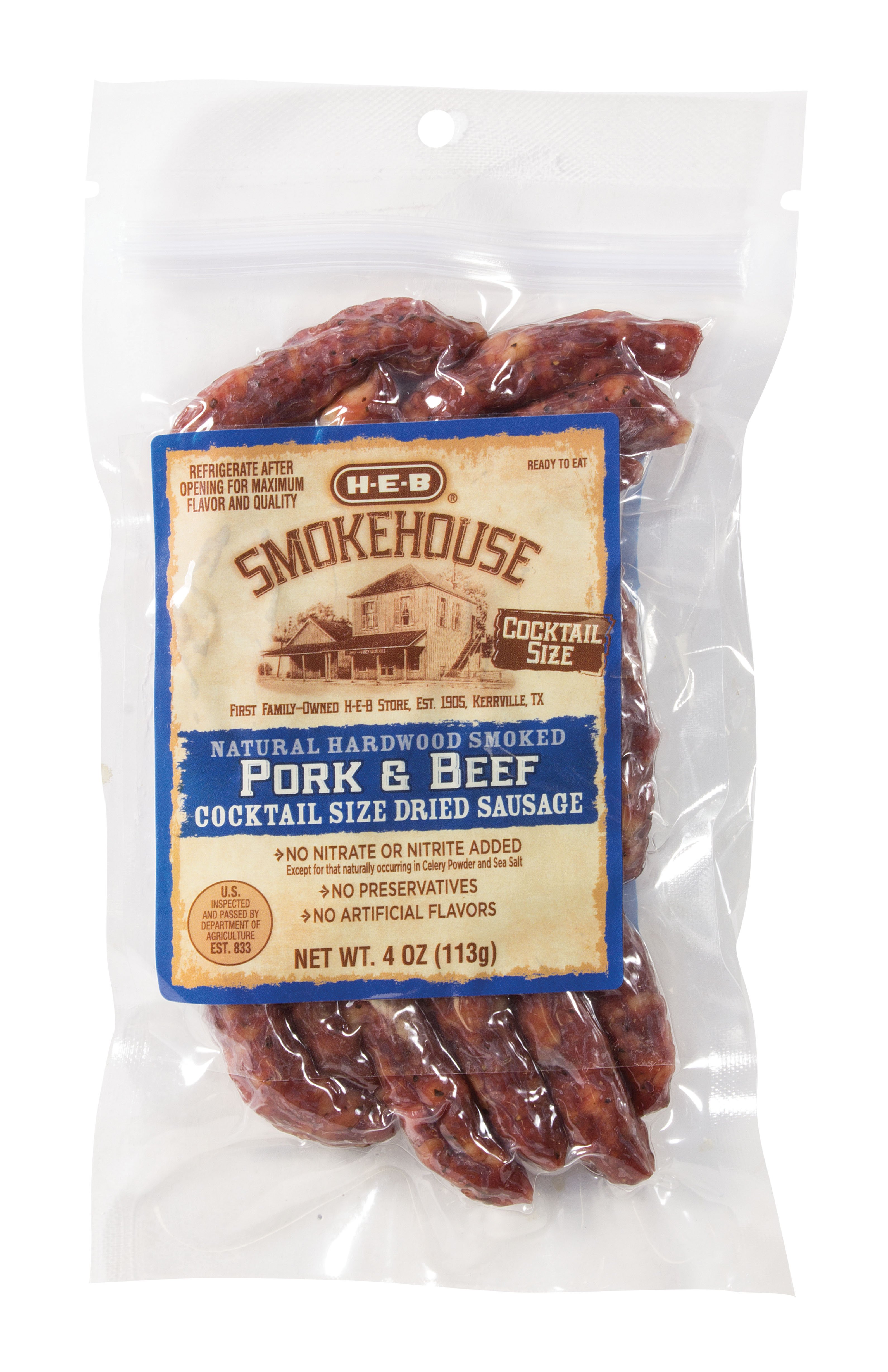 HEB Smokehouse Pork & Beef Cocktail Size Dried Sausage Shop Sausage at HEB