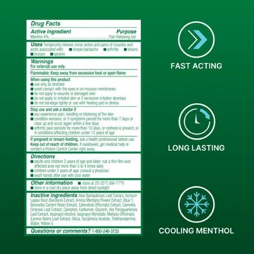 Biofreeze Menthol Pain Relief Gel, 3 oz