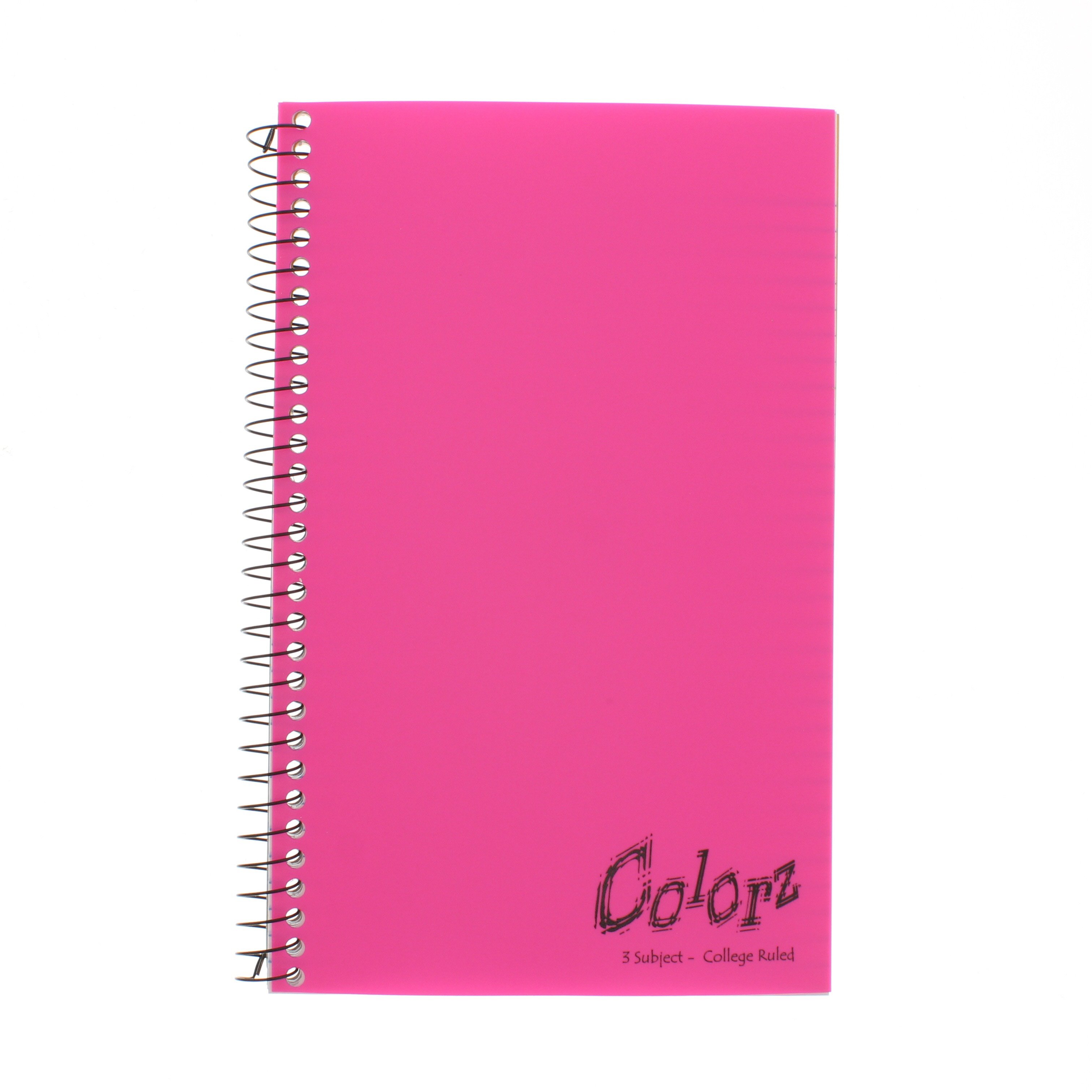 Colorz 3 Subject College Ruled Spiral Notebook, Pink - Shop