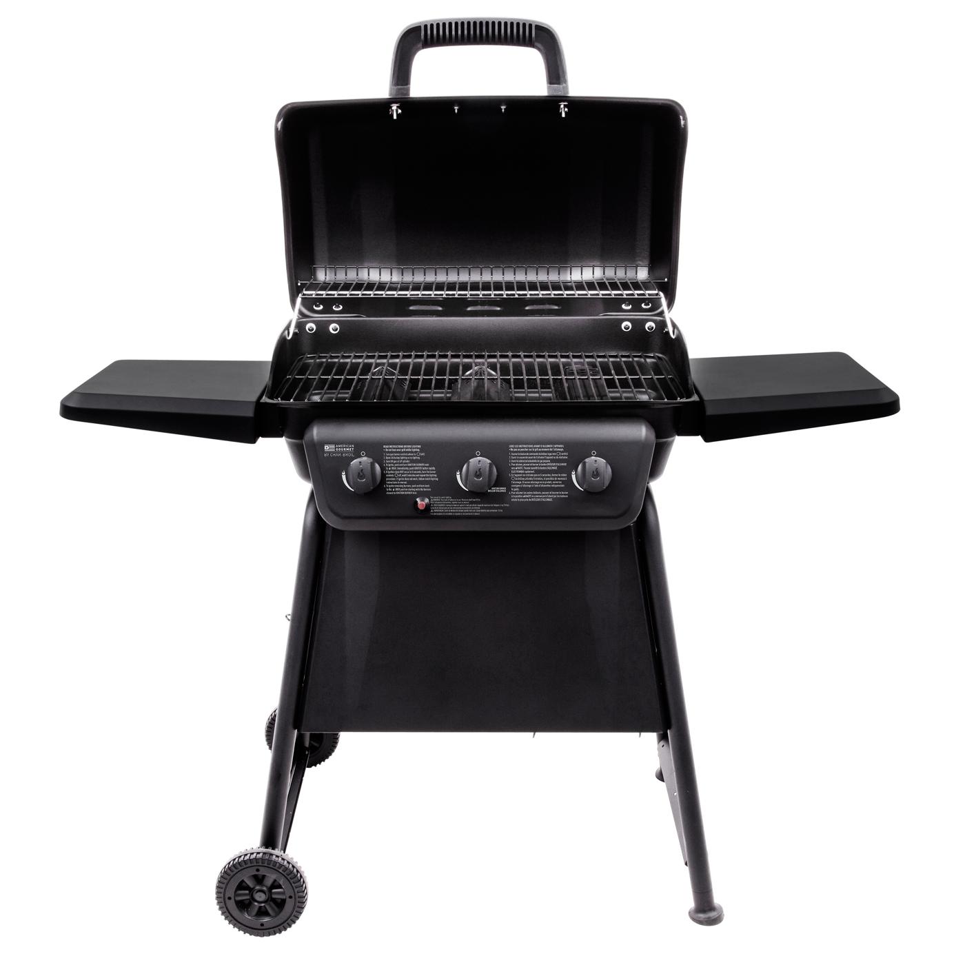 Char-Griller Flat Iron 3-Burner Outdoor Griddle GAS Grill with Lid in Black