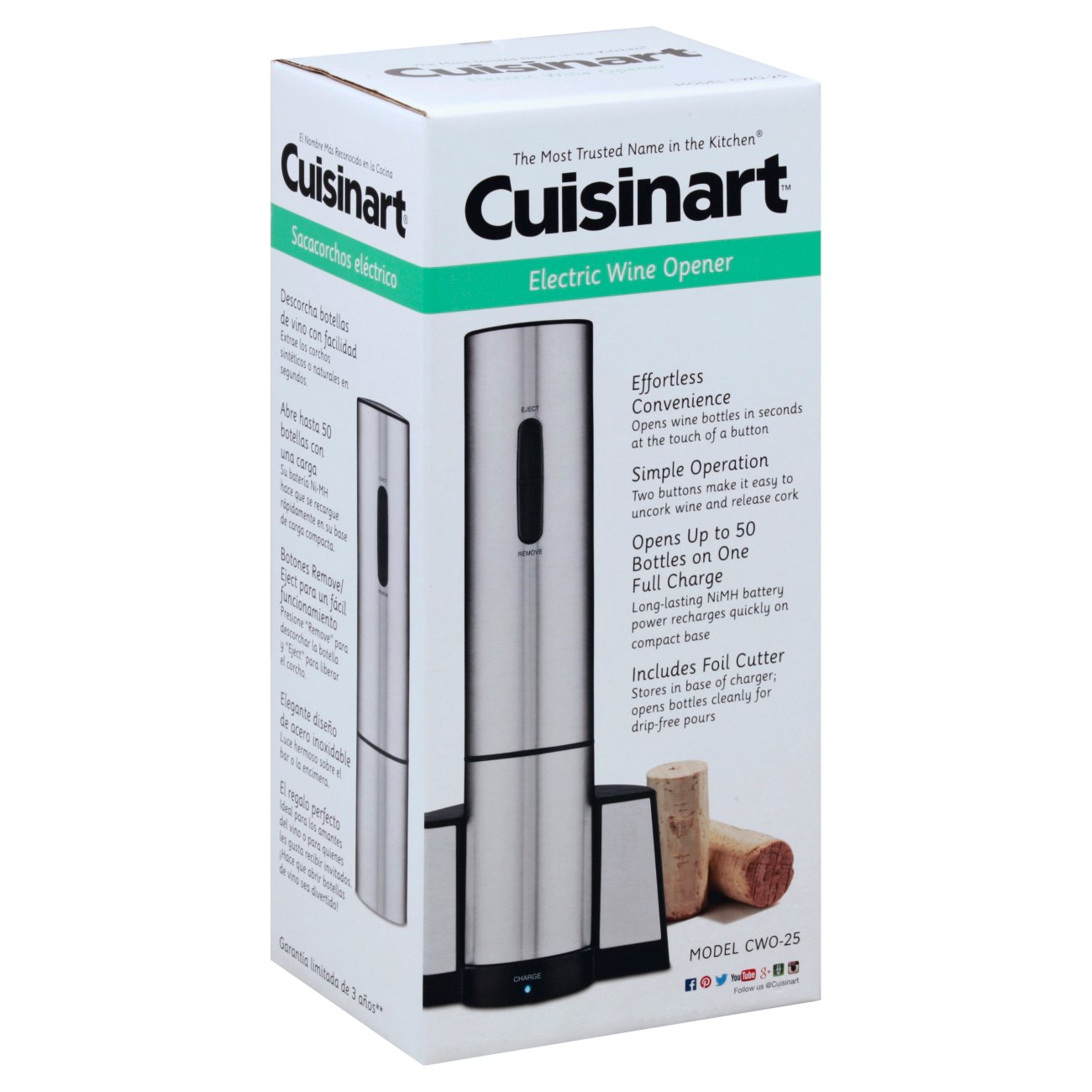 Stainless Steel Cuisinart CWO-25 Electric Wine Opener 