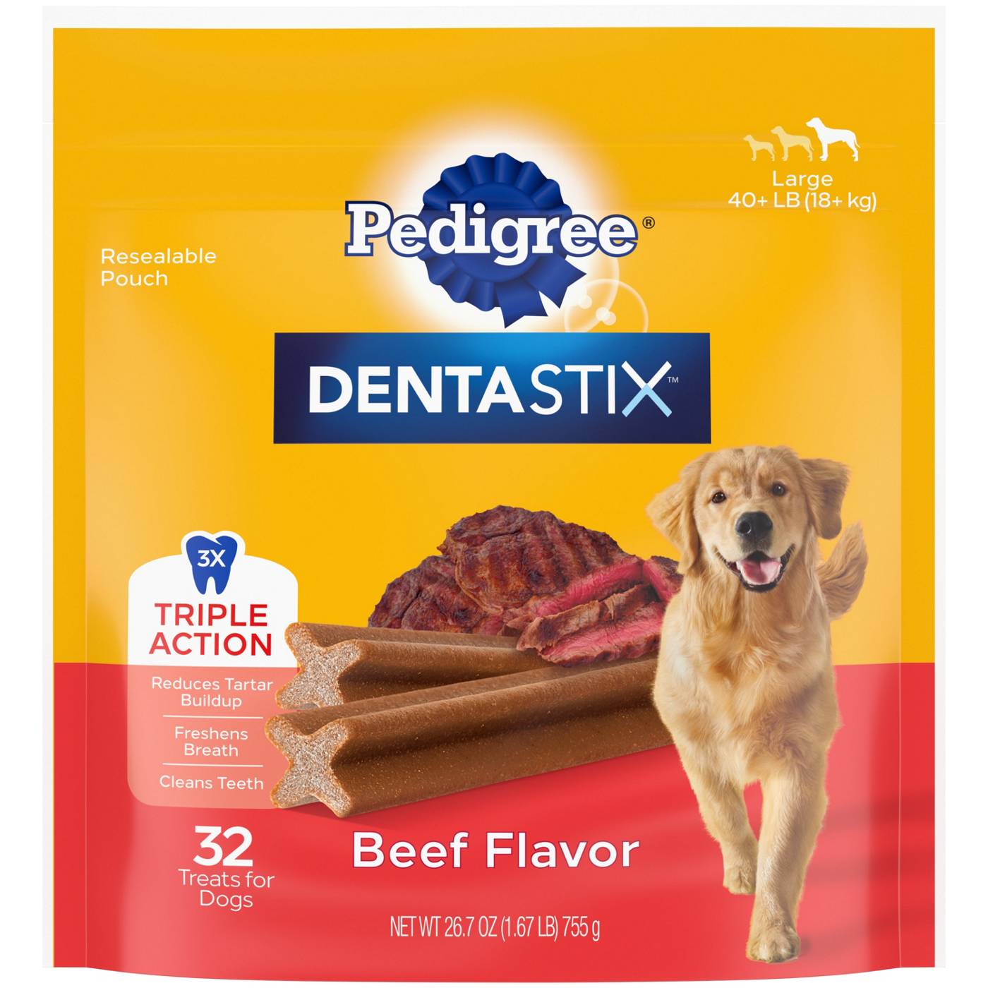 Pedigree DENTASTIX Triple Action Beef Flavor, Large; image 1 of 5