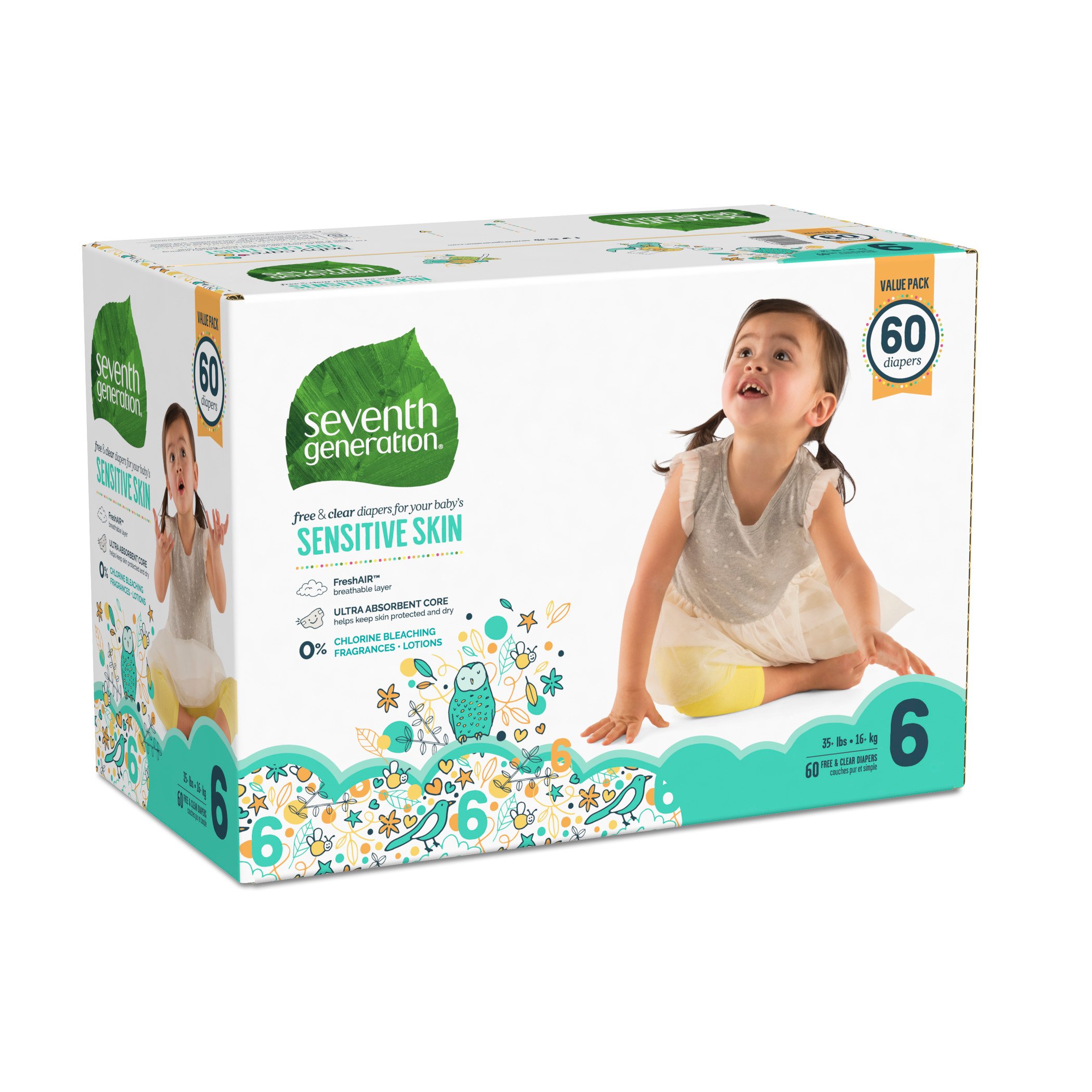 Seventh generation free and best sale clear diapers