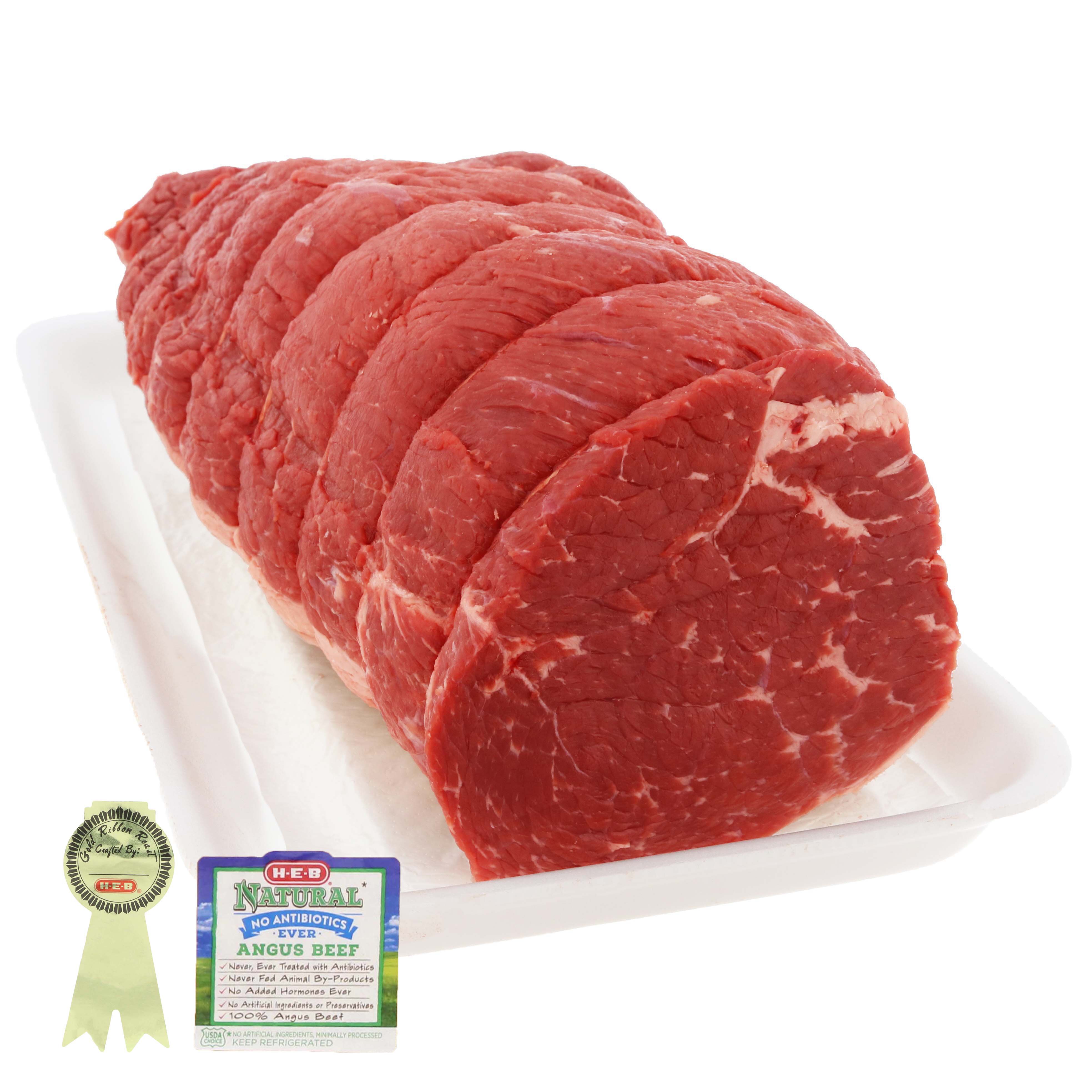 HEB Natural Beef Bottom Round Rump Roast, Boneless, USDA Choice, Gold