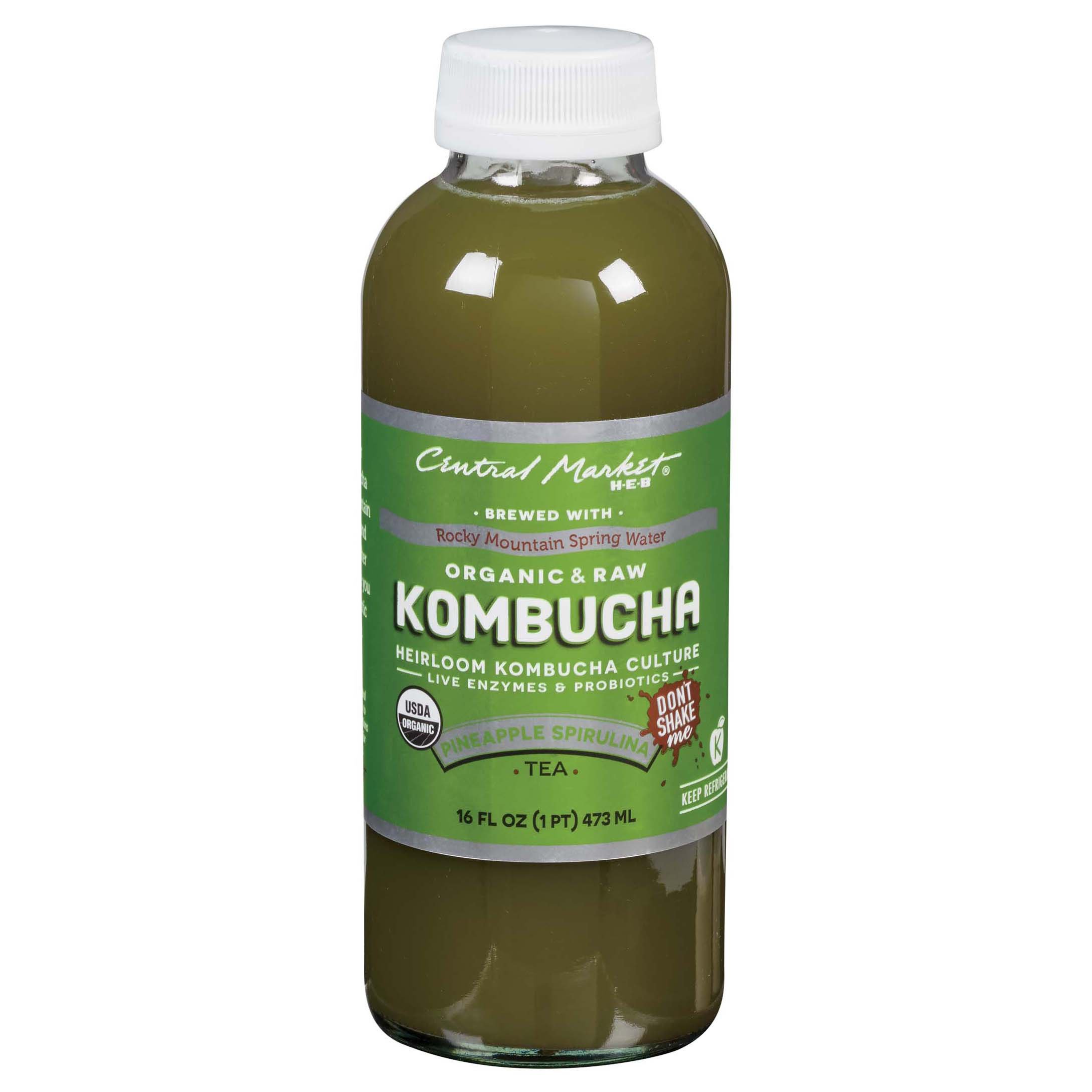 Central Market Pineapple Spirulina Kombucha Shop Tea at HEB