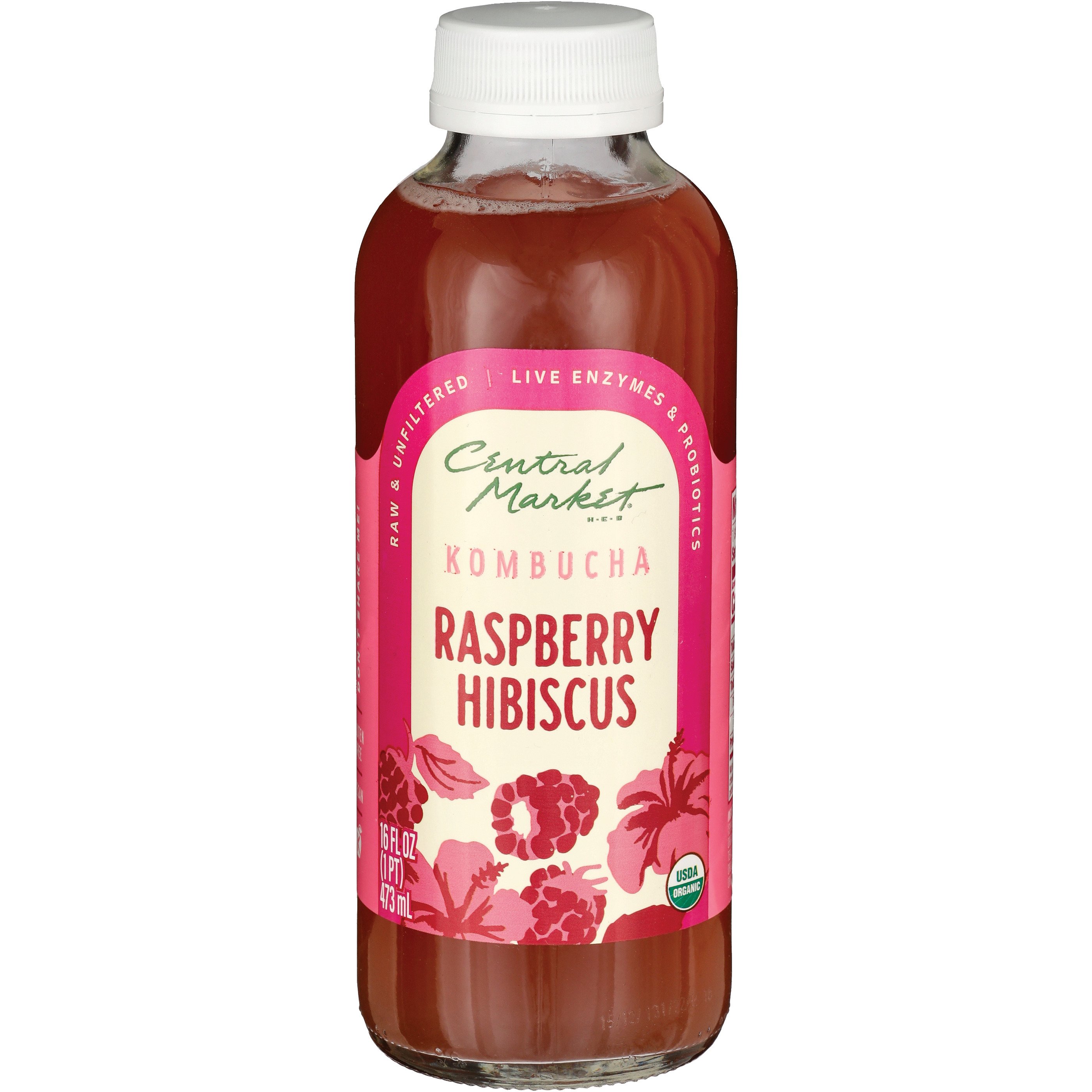 Central Market Raspberry Hibiscus Kombucha Shop Tea at HEB