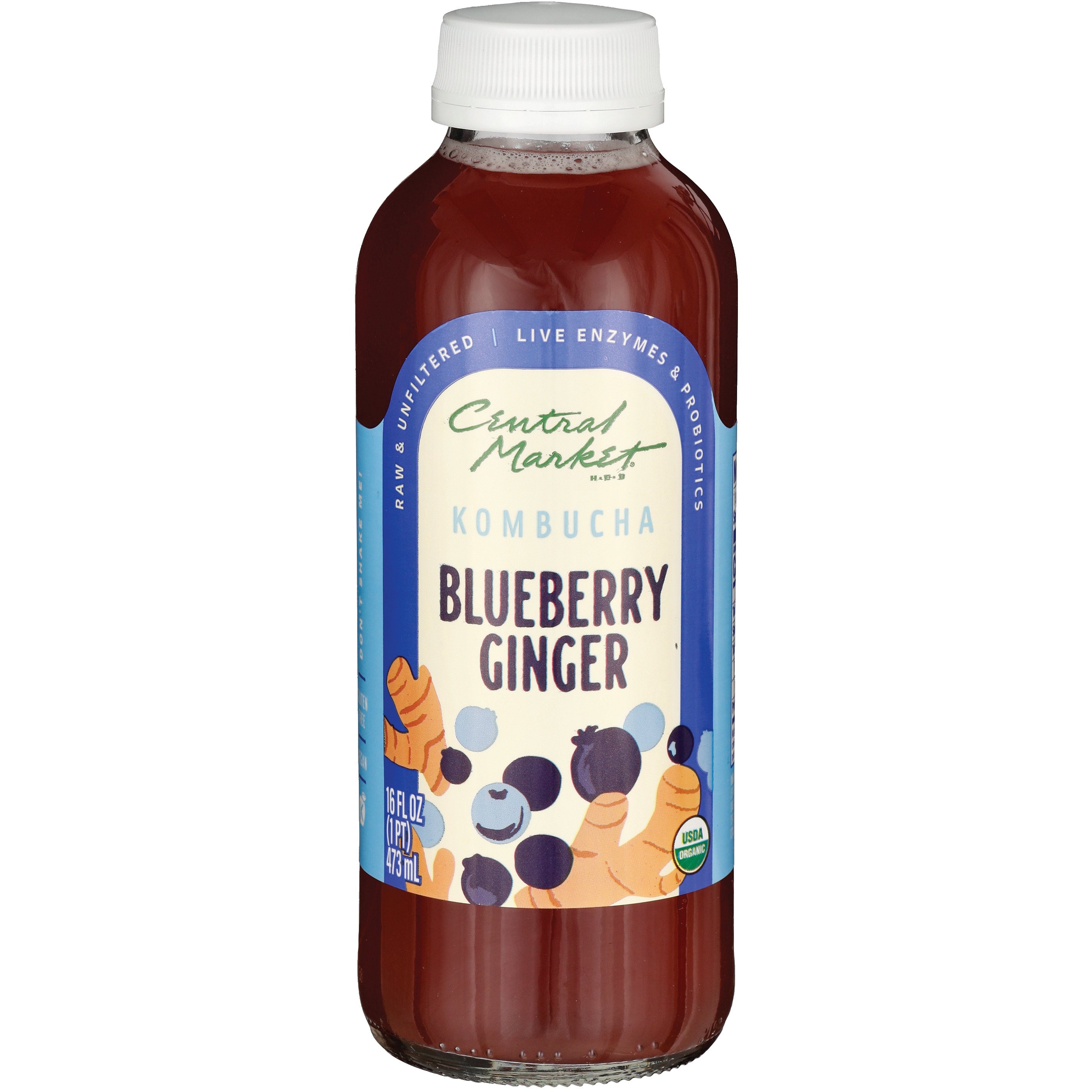 Central Market Organic Kombucha Blueberry Ginger Shop Tea at HEB
