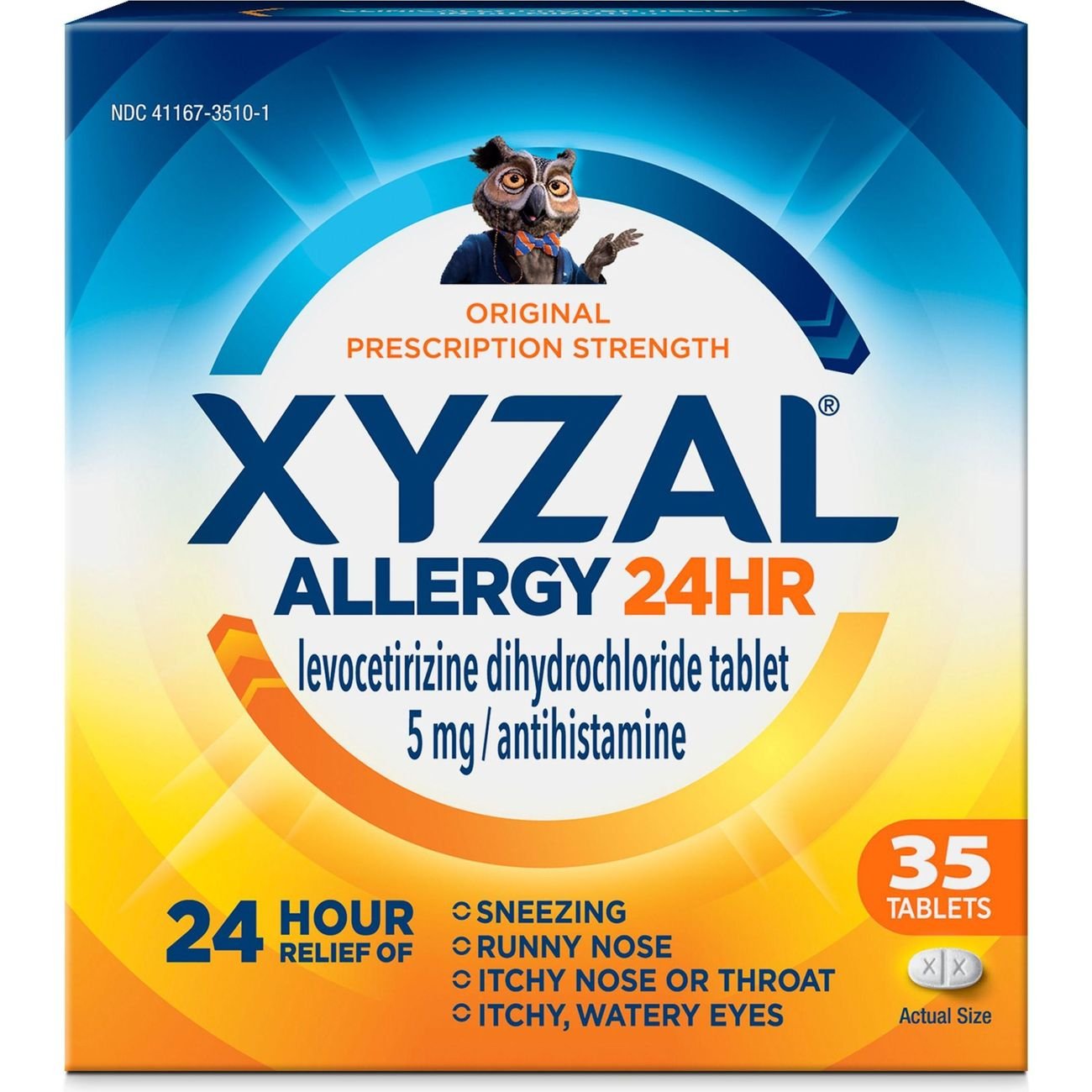 Xyzal 24 Hour Allergy Relief Prescription Strength Antihistamine Tablets, 35 ct