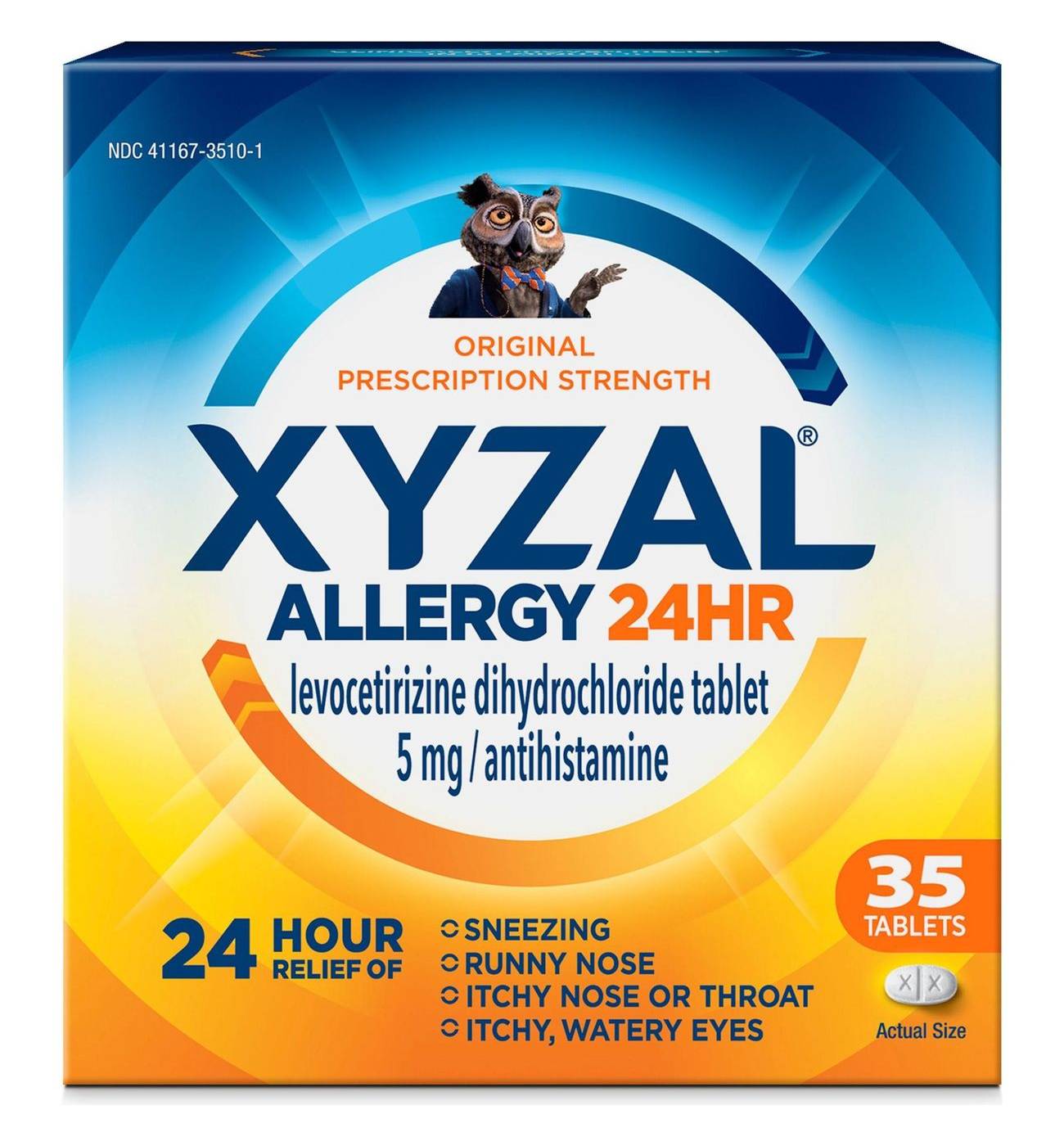 Xyzal 24 Hour Allergy Relief Prescription Strength Antihistamine Tablets; image 1 of 9