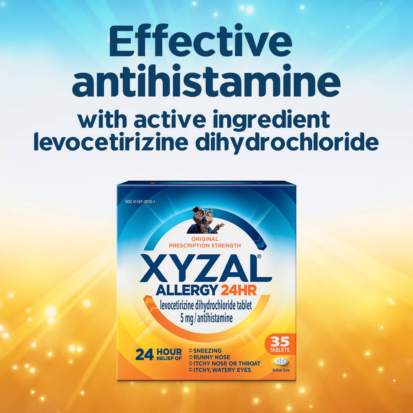 Xyzal 24 Hour Allergy Relief Prescription Strength Antihistamine Tablets; image 5 of 9