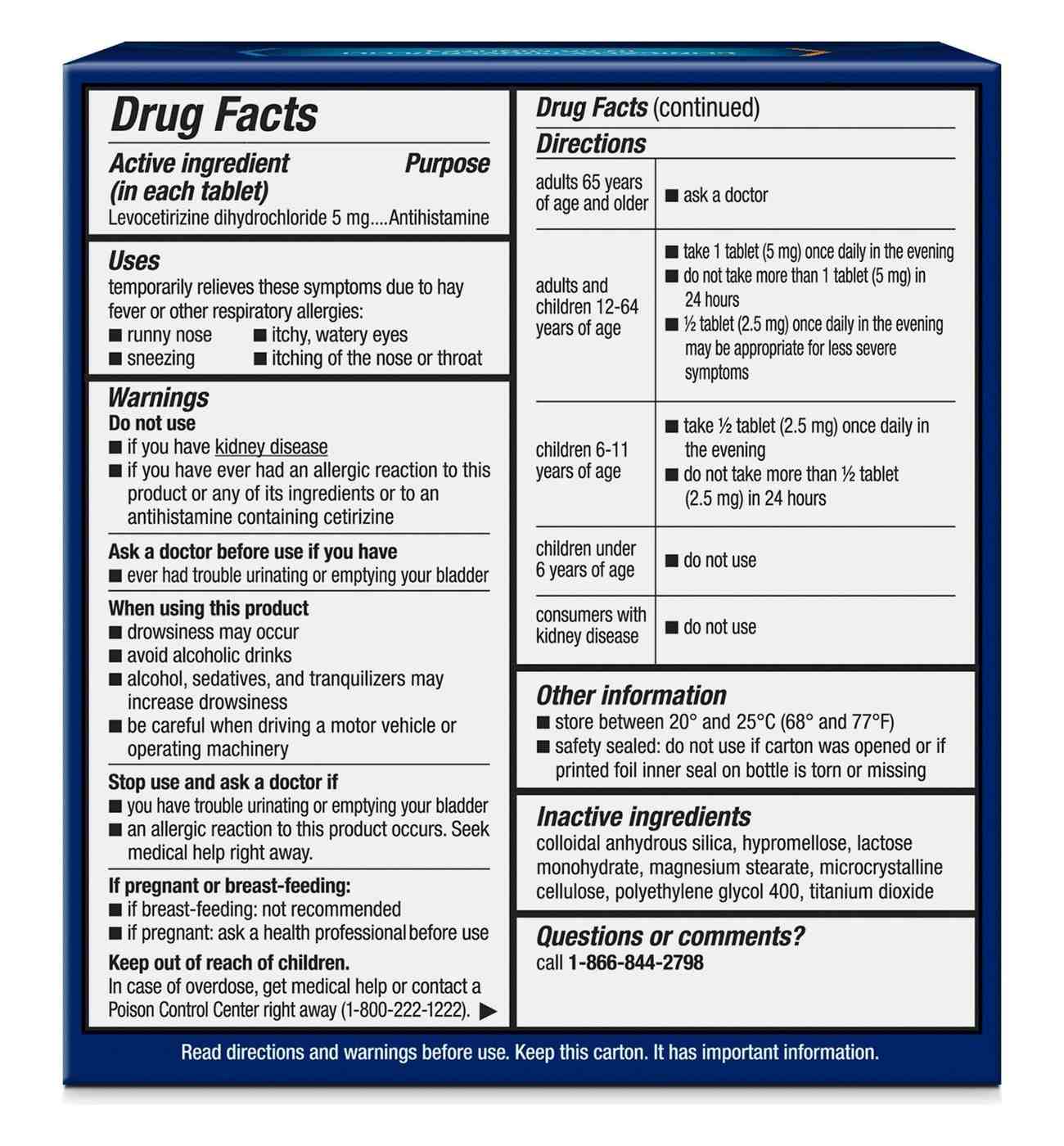 Xyzal 24 Hour Allergy Relief Prescription Strength Antihistamine Tablets; image 7 of 9