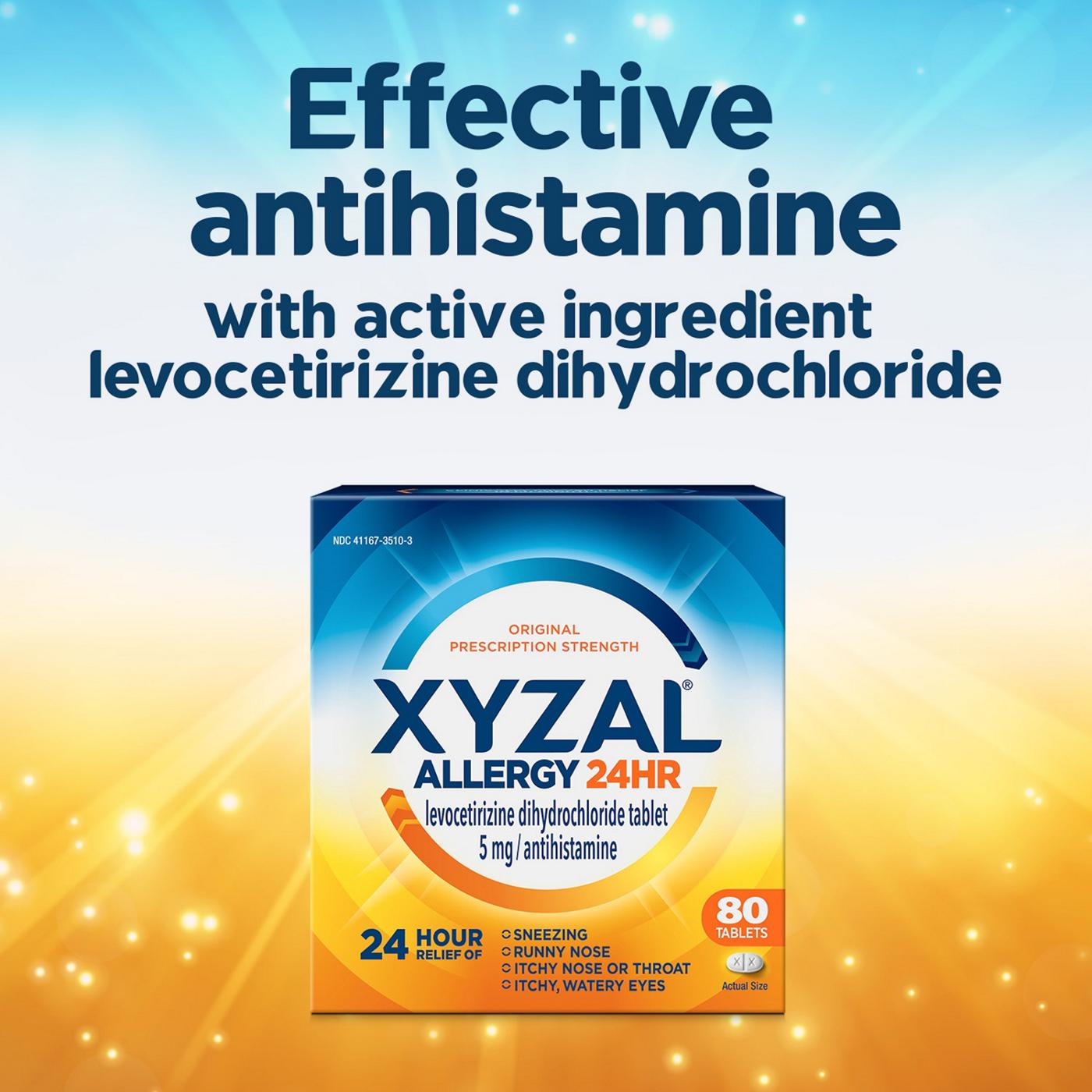 Xyzal 24 Hour Allergy Relief Prescription Strength Antihistamine Tablets; image 2 of 2