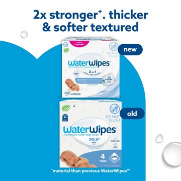 WaterWipes Sensitive+ Newborn & Baby Wipes, 99.9% Water - Unscented, 4 pk, 240 ct