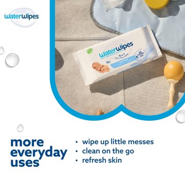 WaterWipes Sensitive+ Newborn & Baby Wipes, 99.9% Water - Unscented, 60 ct