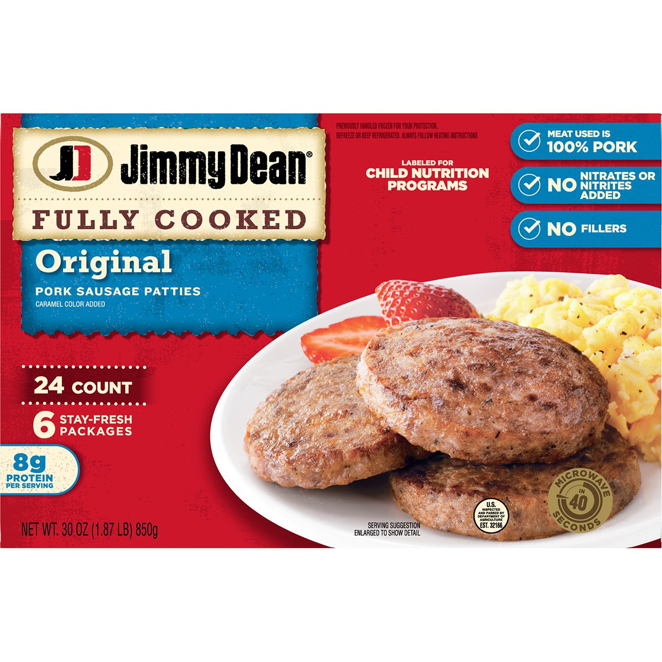 Jimmy Dean Fully Cooked Original Pork Sausage Patties - Shop Sausage at ...