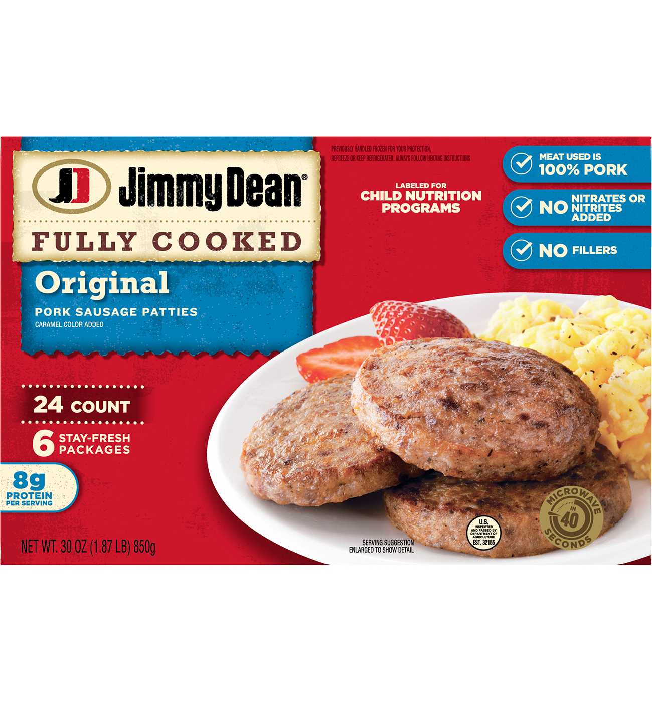 Jimmy Dean Fully Cooked Pork Breakfast Sausage Patties - Original, 24 ct; image 1 of 6