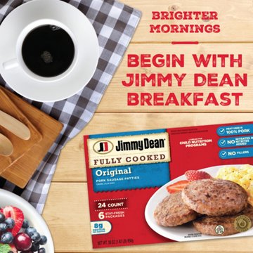 Jimmy Dean Fully Cooked Pork Breakfast Sausage Patties - Original, 24 ct