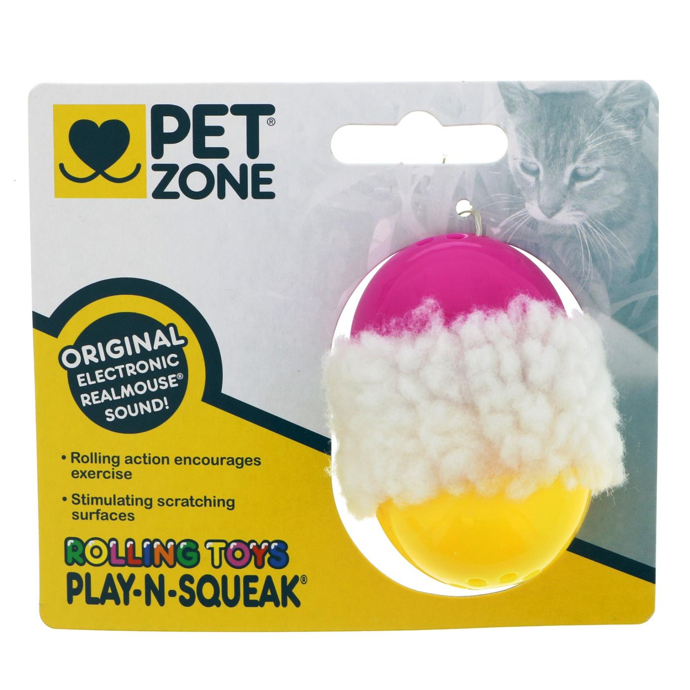 Pet Zone Play-n-squeak Rolling Toy, Assorted Colors; image 1 of 3