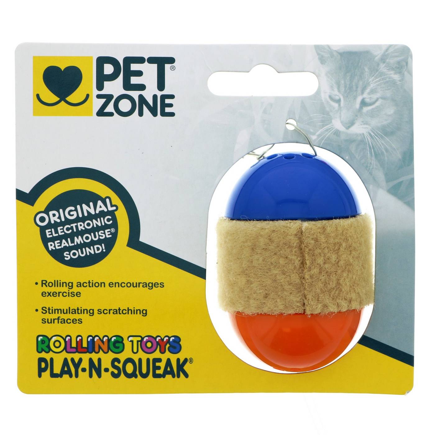 Pet Zone Play-n-squeak Rolling Toy, Assorted Colors; image 2 of 3