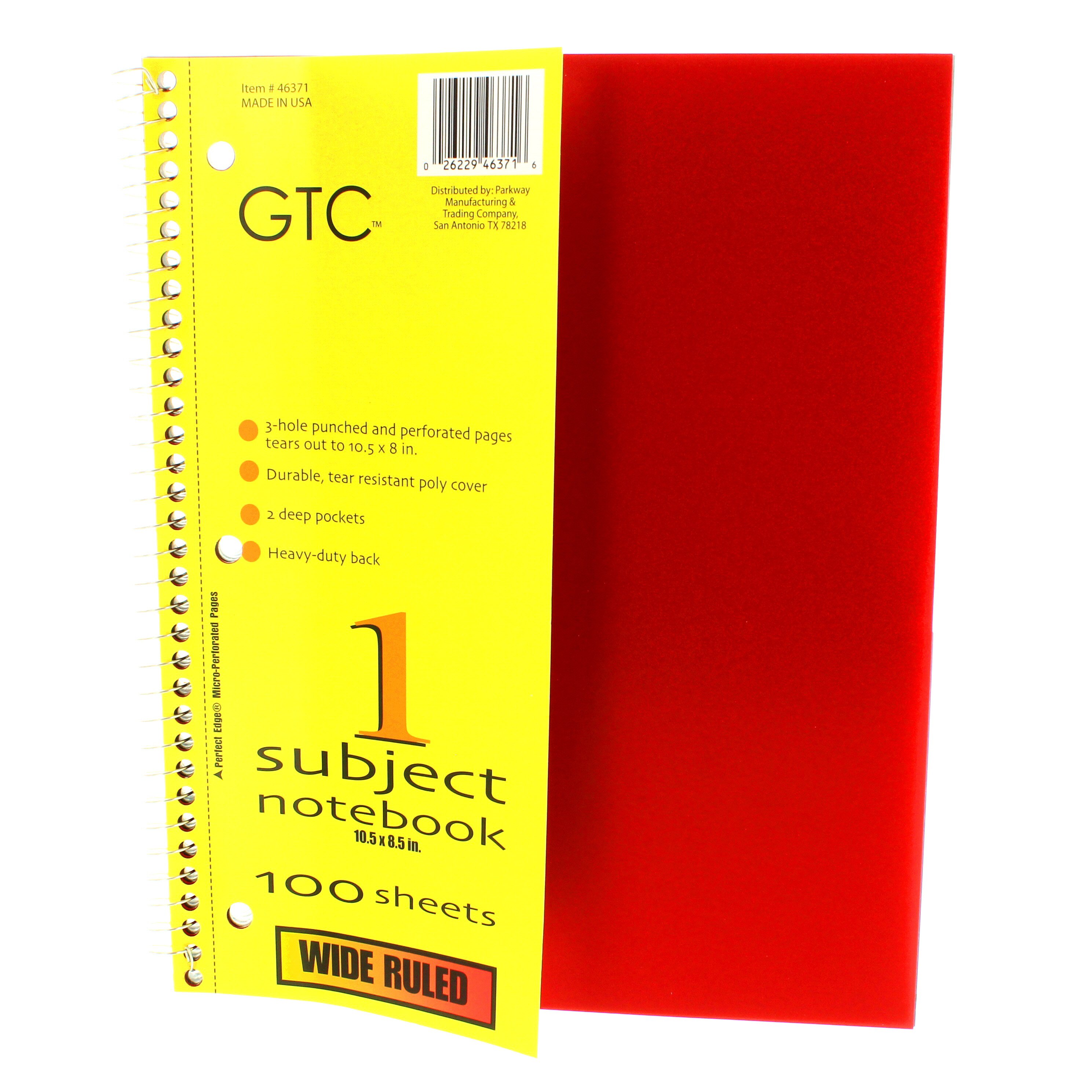 GTC 1 Subject Wide Ruled Spiral Notebook, Red Shop School & Office Supplies at HEB