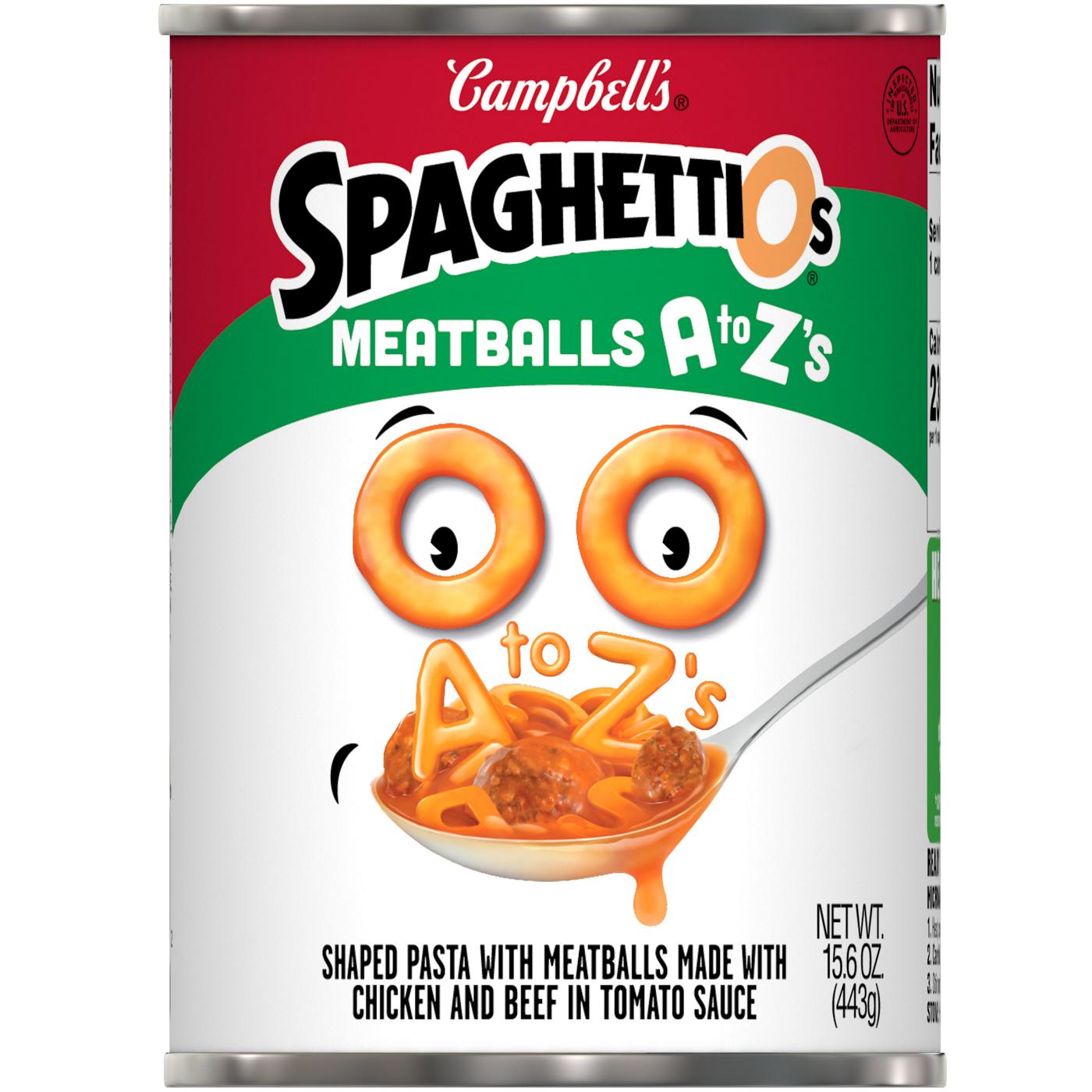 Campbell's SpaghettiOs A to Z's Canned Pasta with Meatballs; image 1 of 4