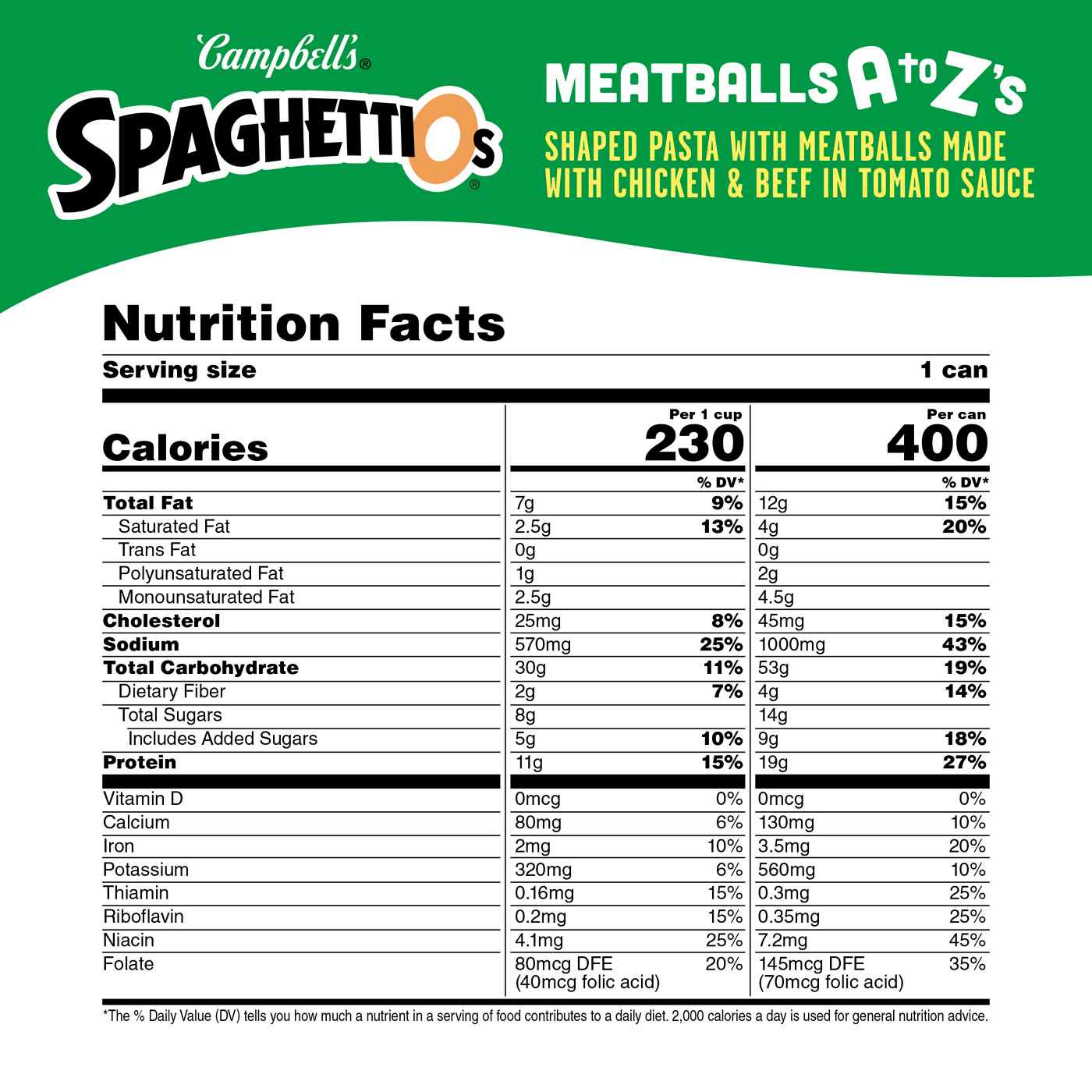 Campbell's SpaghettiOs A to Z's Canned Pasta with Meatballs; image 6 of 8