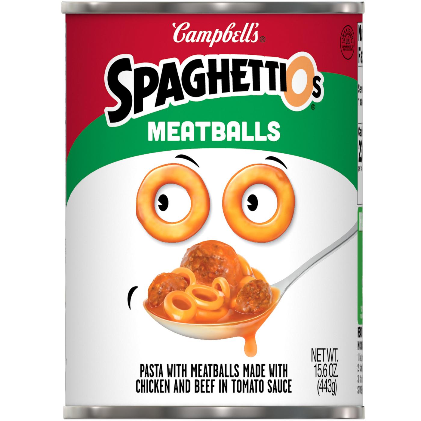 Campbell's SpaghettiOs Canned Pasta with Meatballs; image 1 of 3
